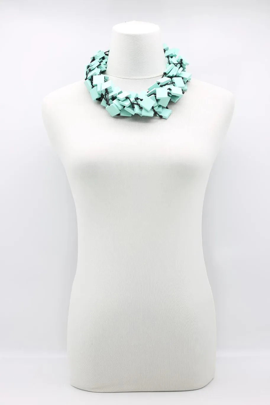 Recycled wood square 5 strand Necklace - Small