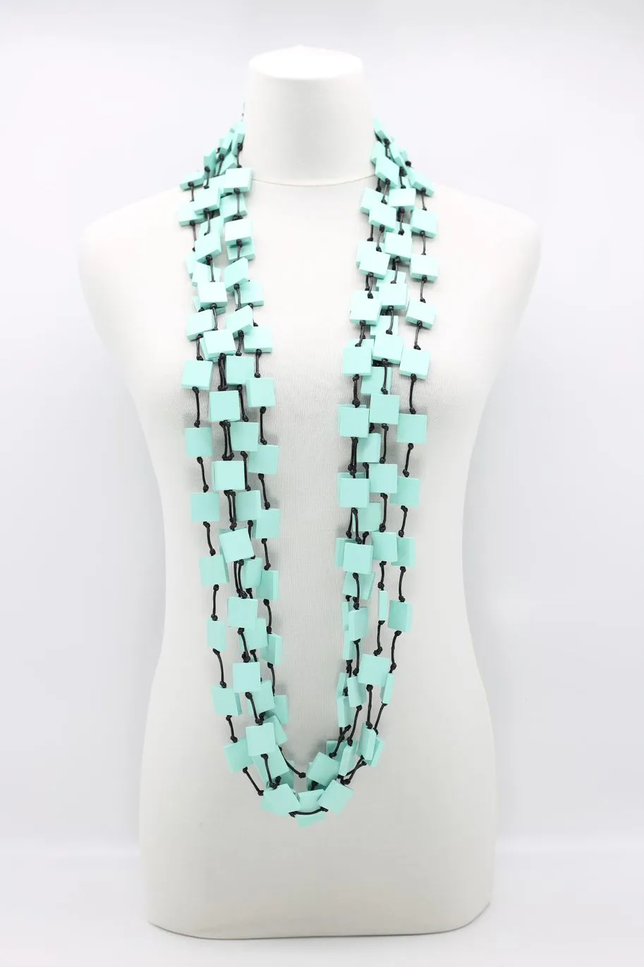 Recycled wood square 5 strand Necklace - Small