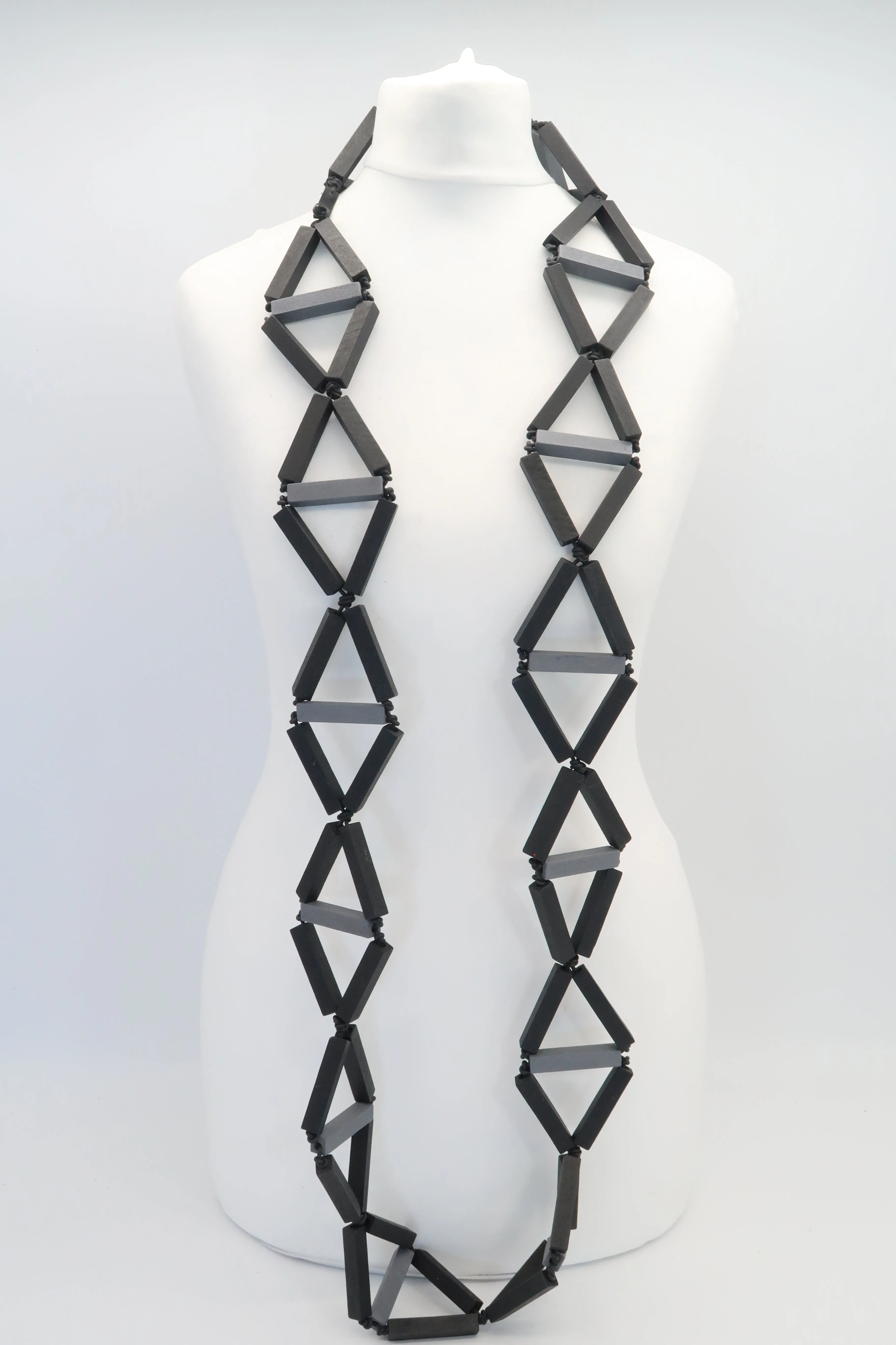 Recycled Wooden column Triangular Necklaces