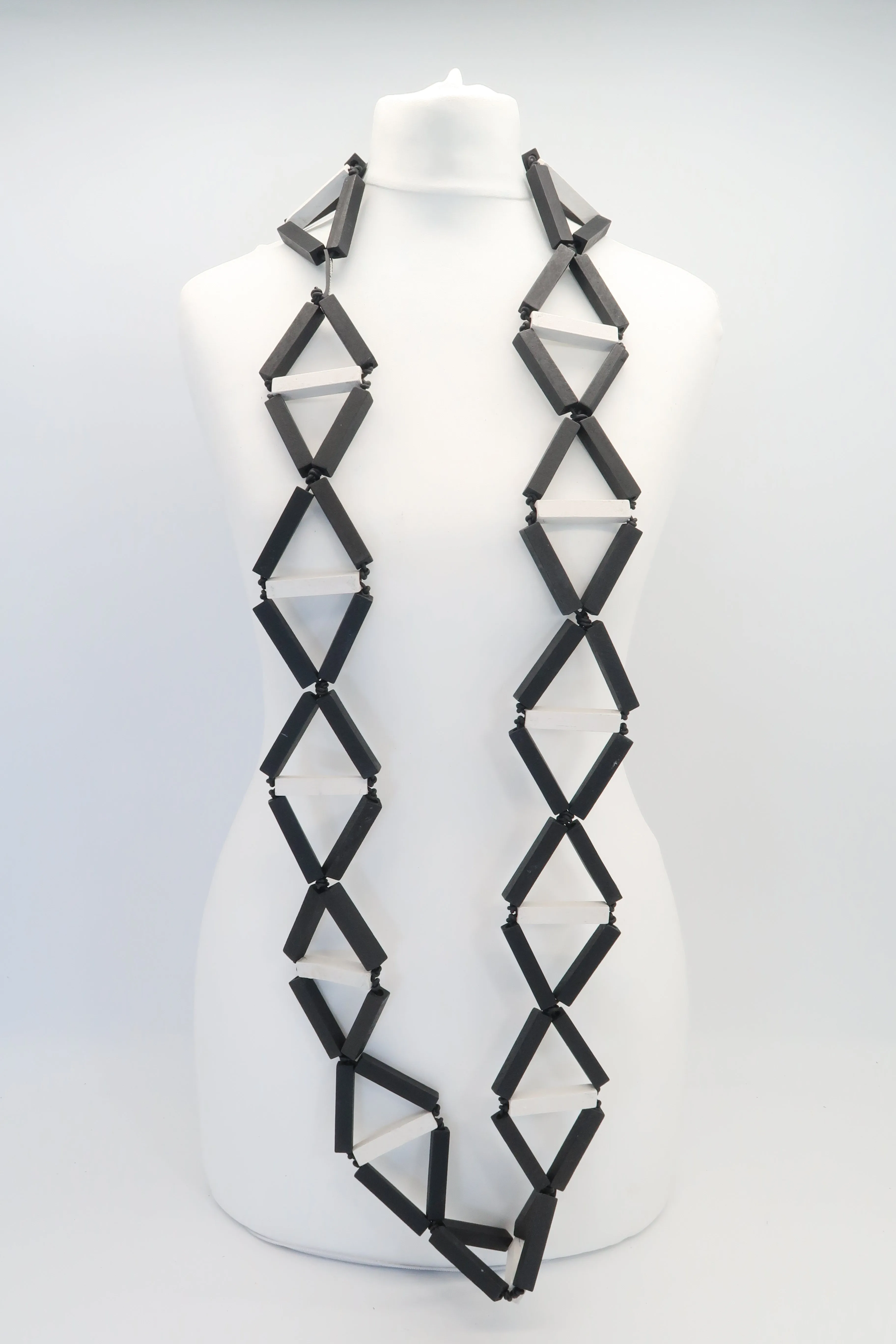 Recycled Wooden column Triangular Necklaces