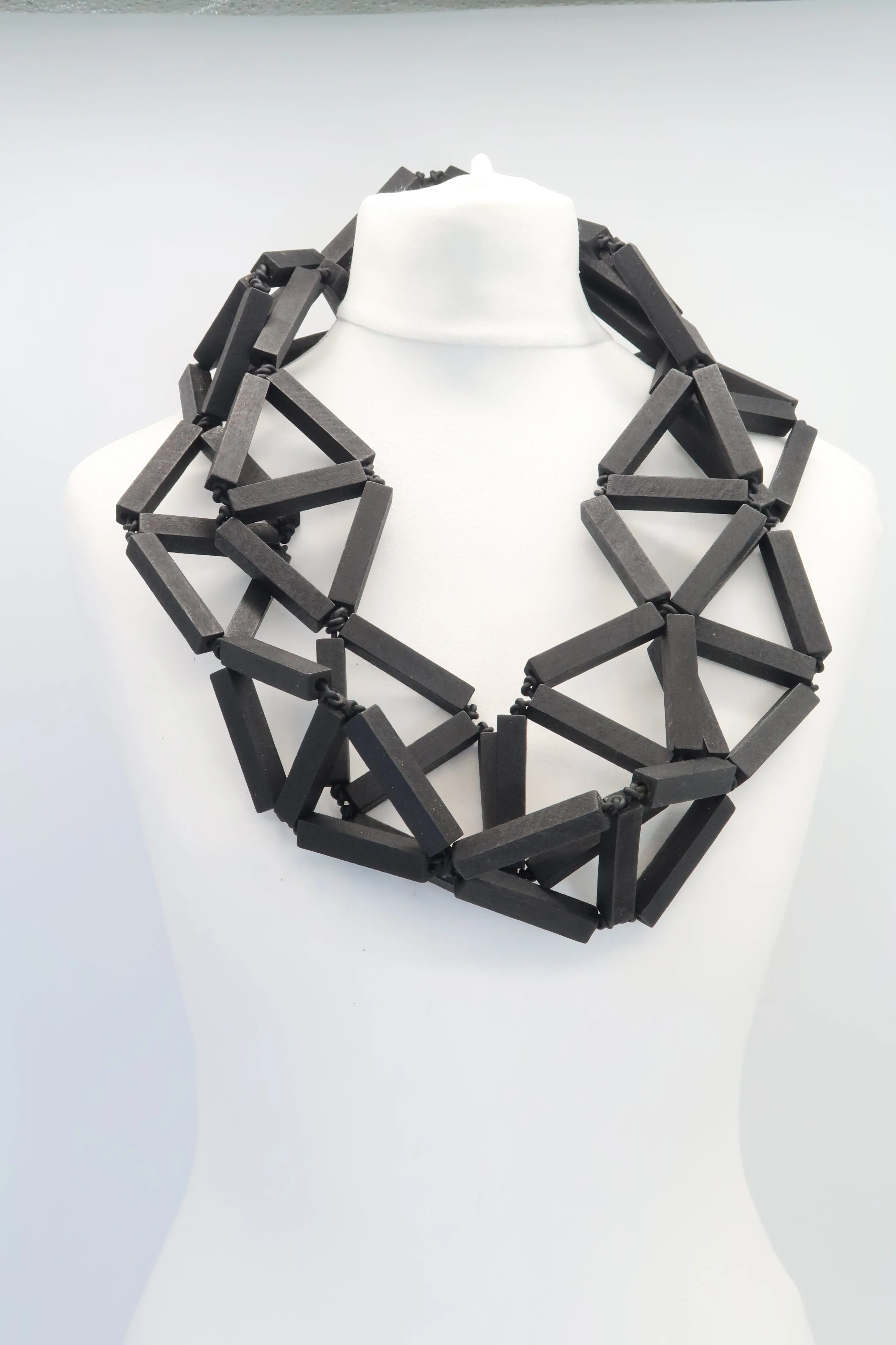Recycled Wooden column Triangular Necklaces