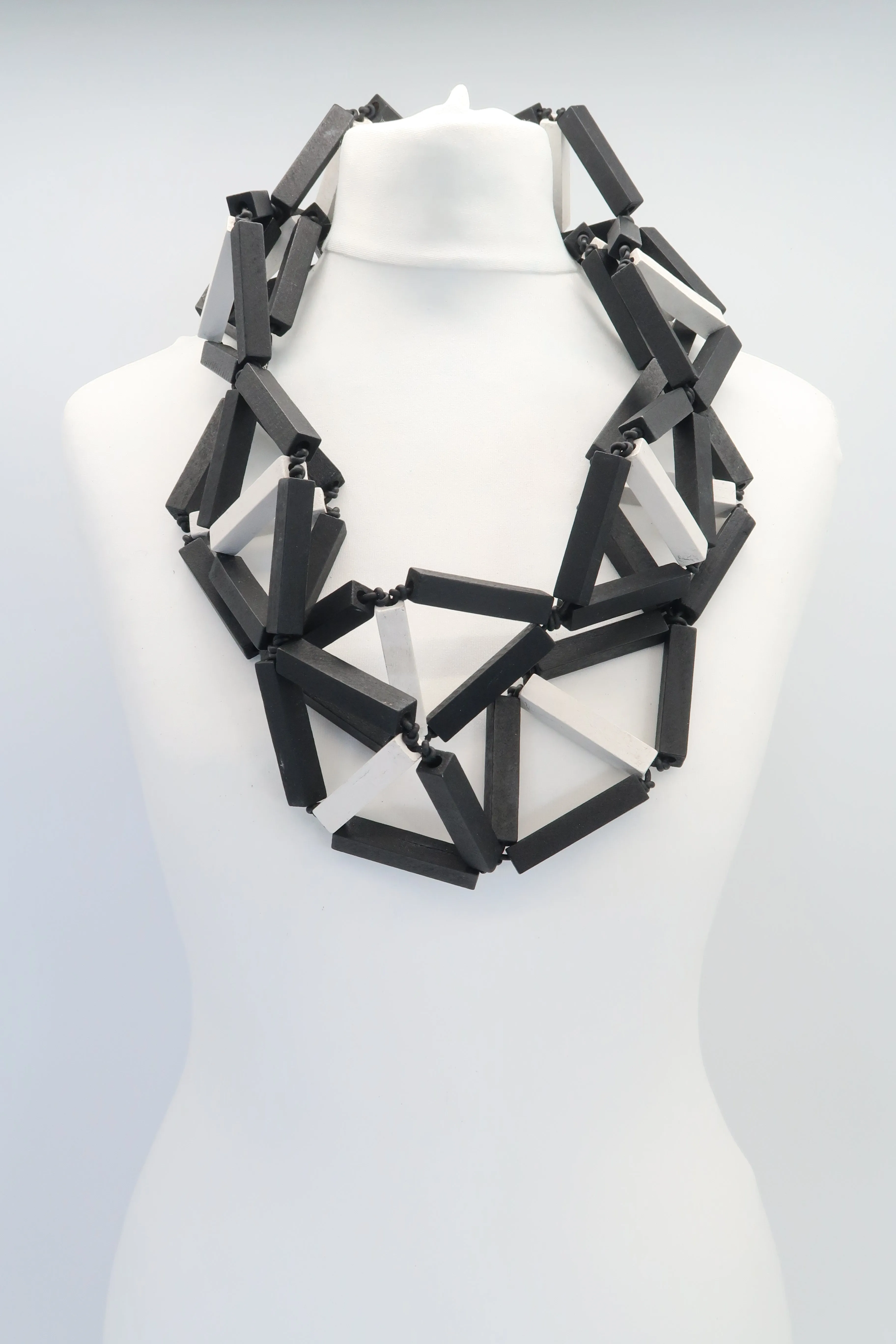 Recycled Wooden column Triangular Necklaces