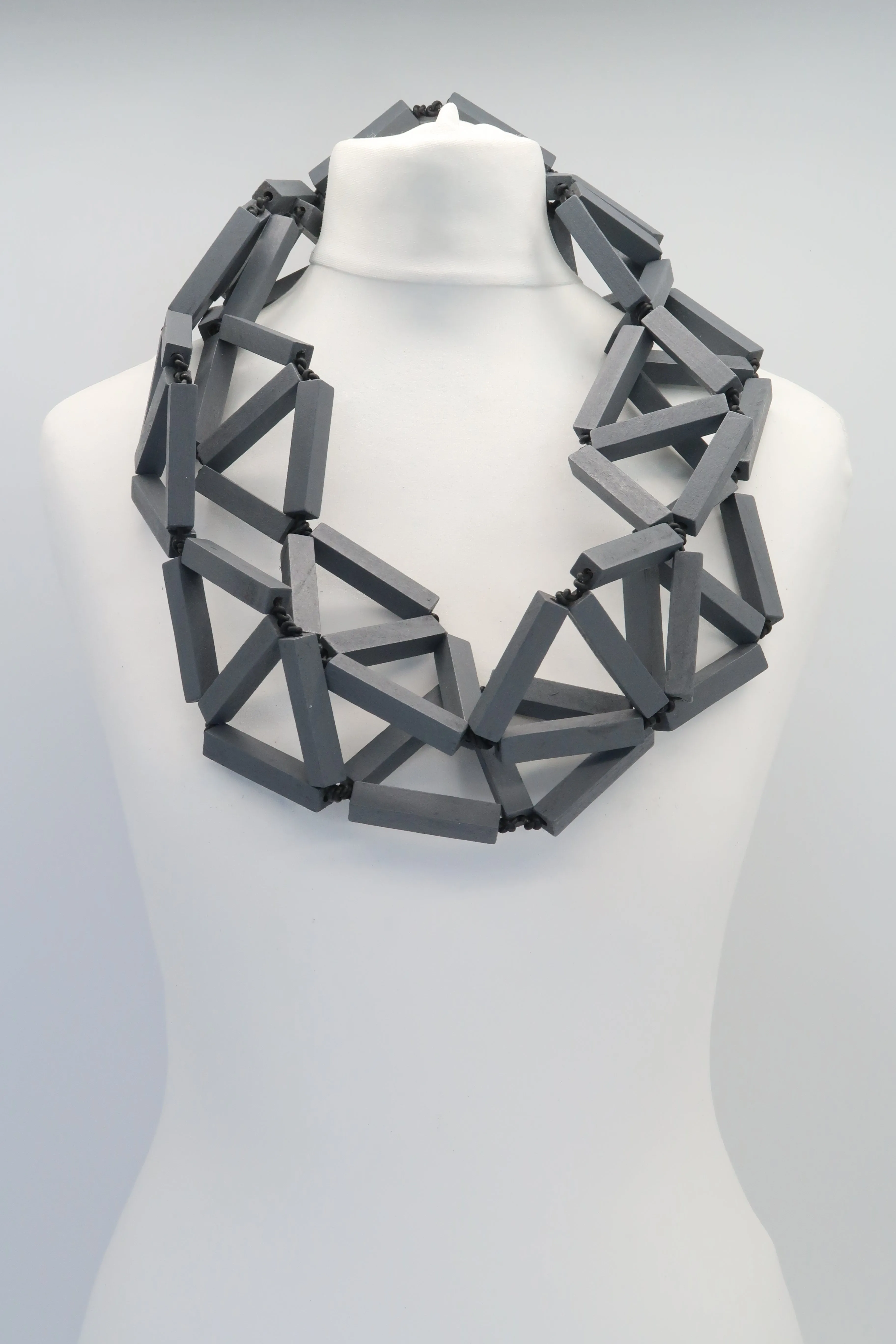 Recycled Wooden column Triangular Necklaces