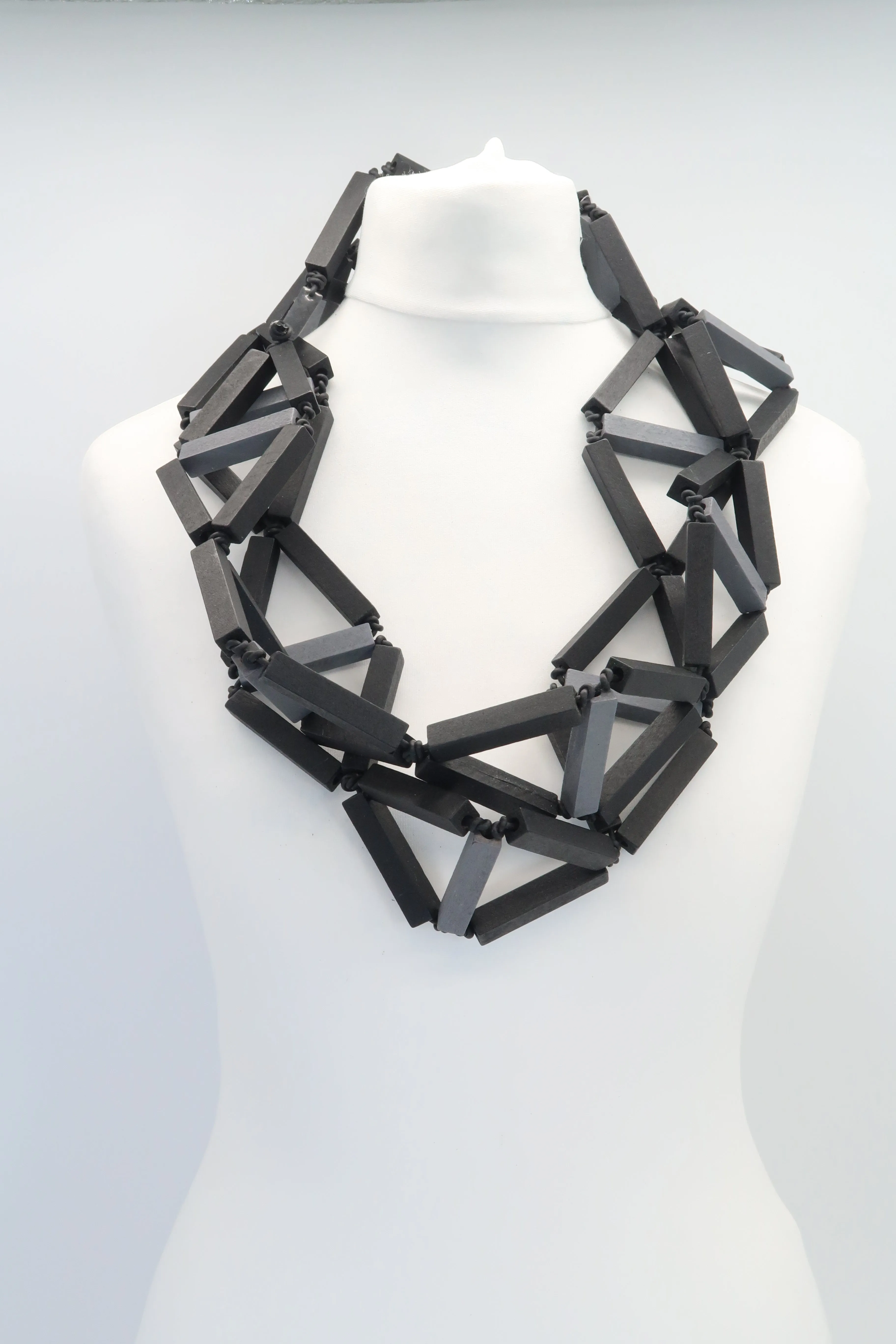 Recycled Wooden column Triangular Necklaces