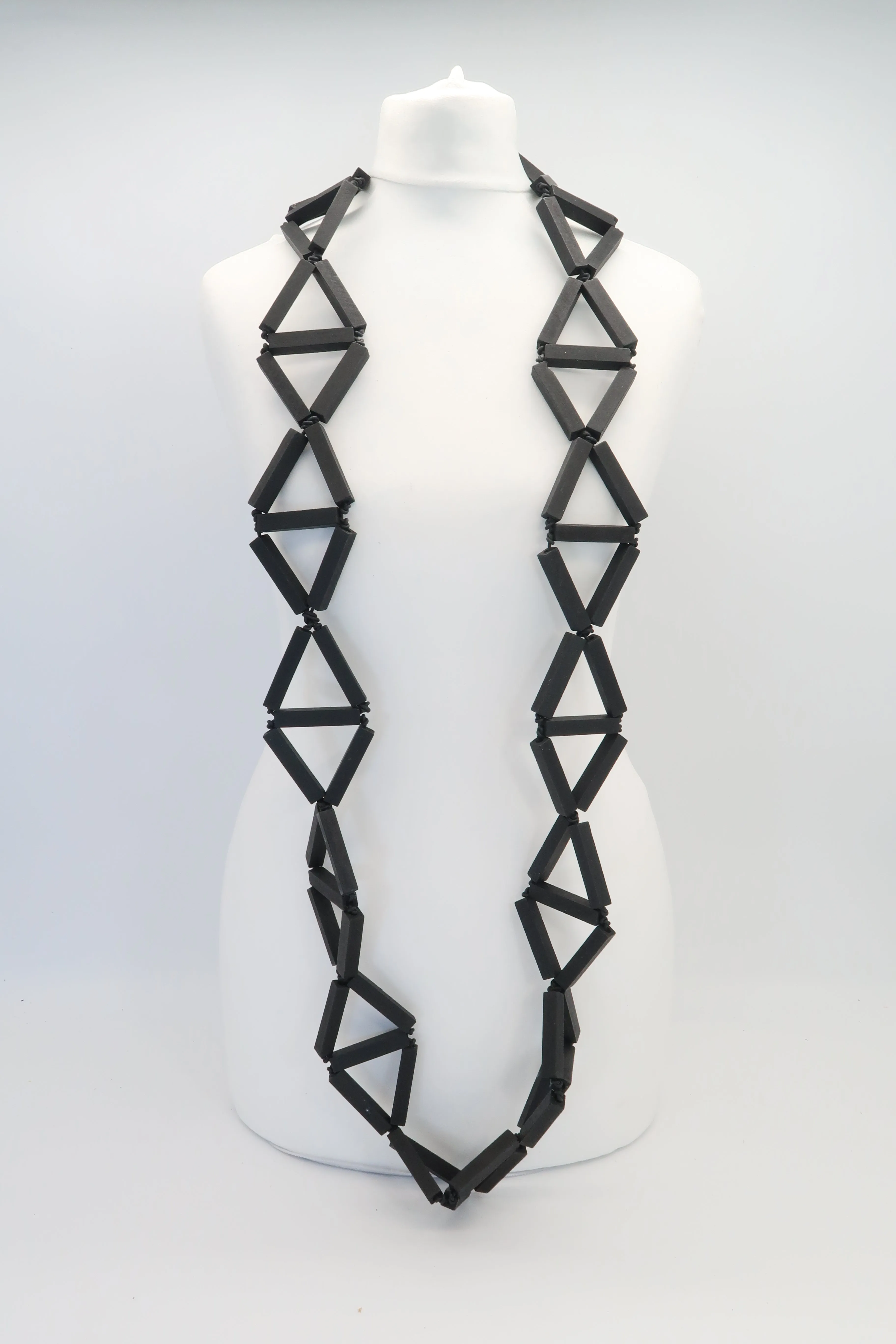 Recycled Wooden column Triangular Necklaces