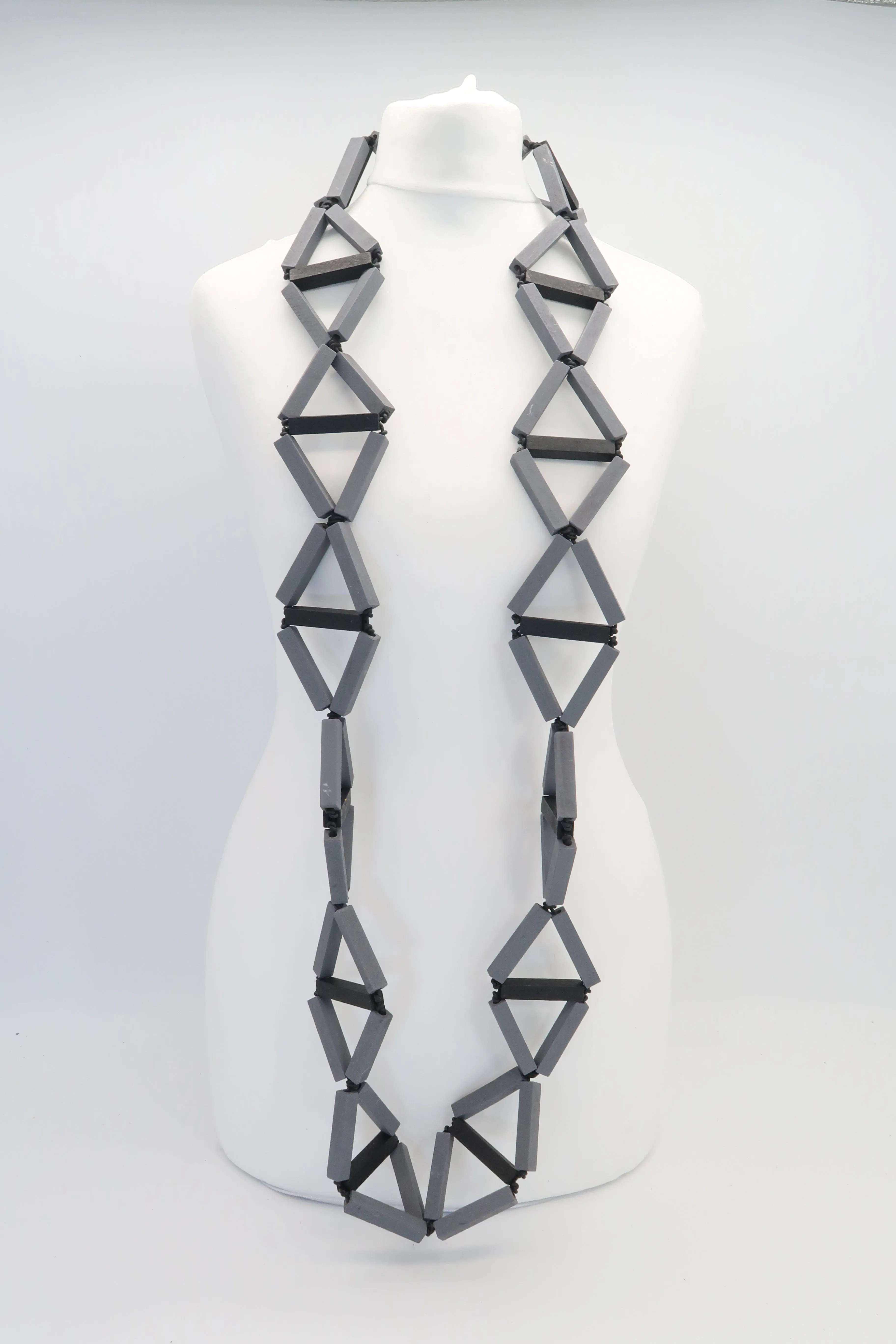 Recycled Wooden column Triangular Necklaces