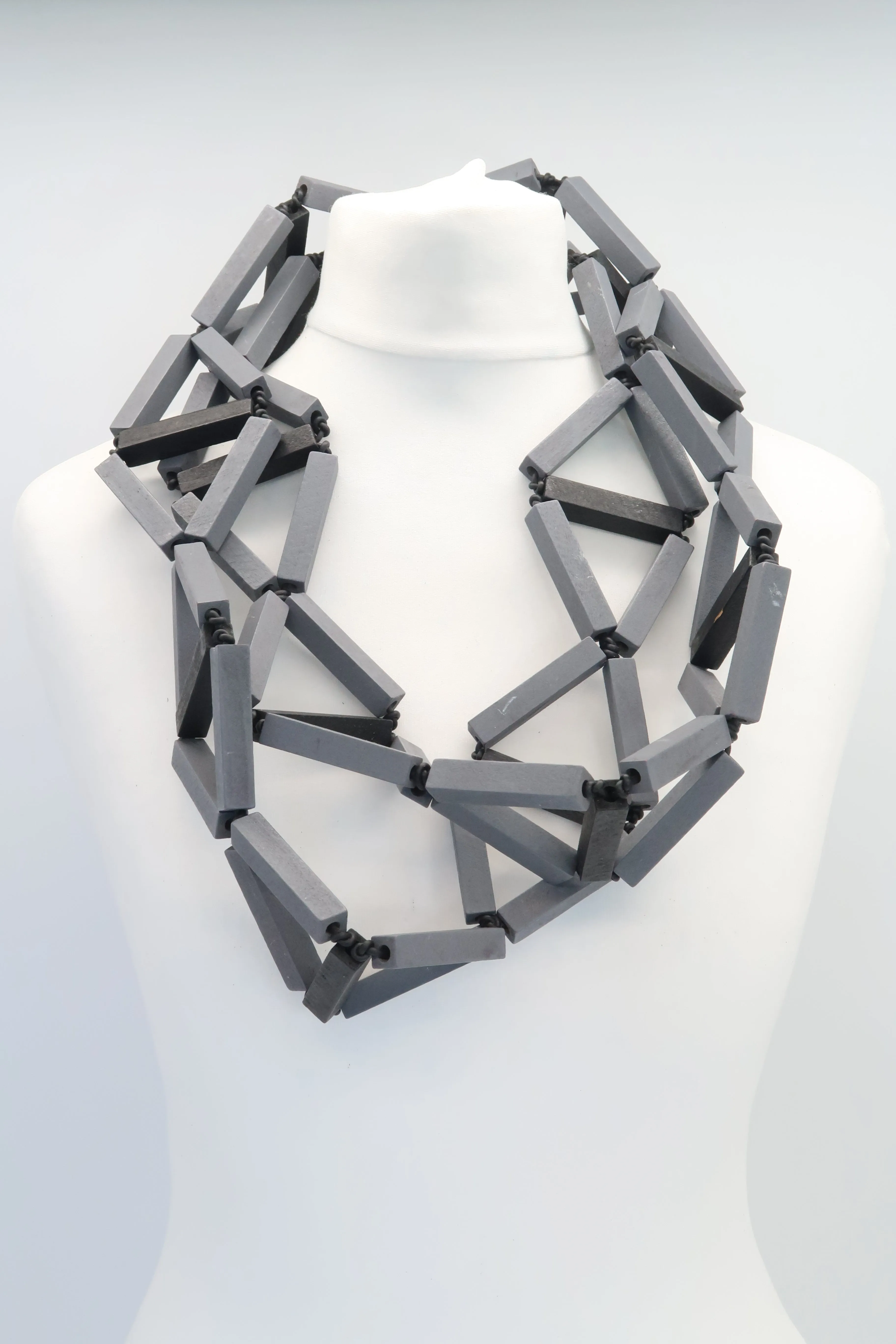 Recycled Wooden column Triangular Necklaces