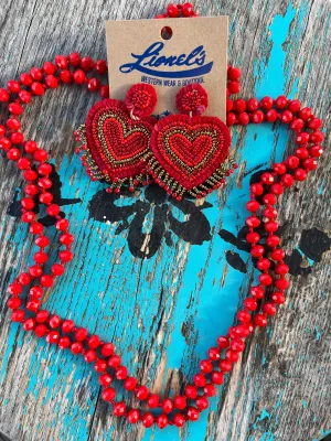 RED ORANGE Beaded 60" Necklace