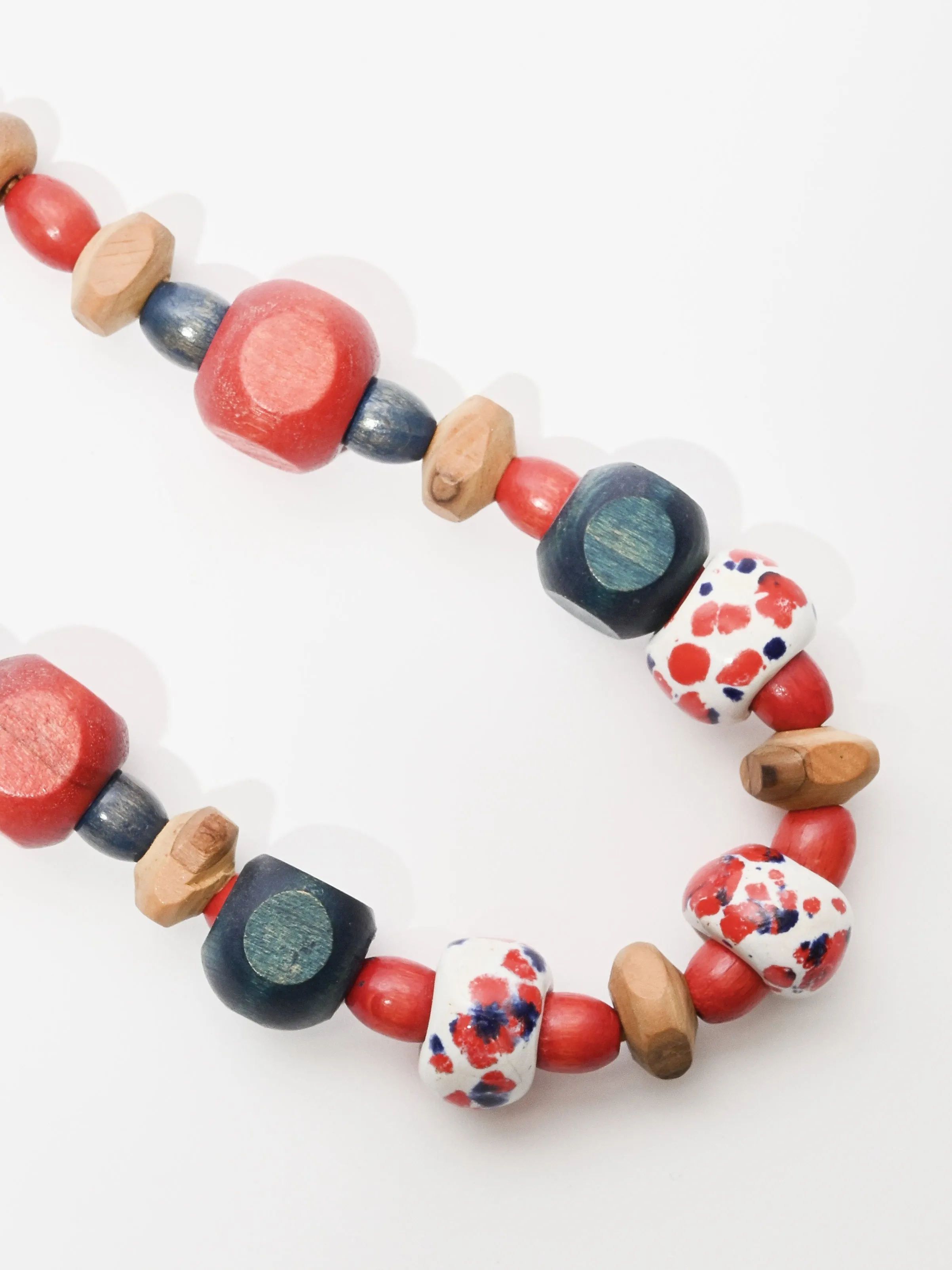 Red/White/Blue Folk Beaded Necklace