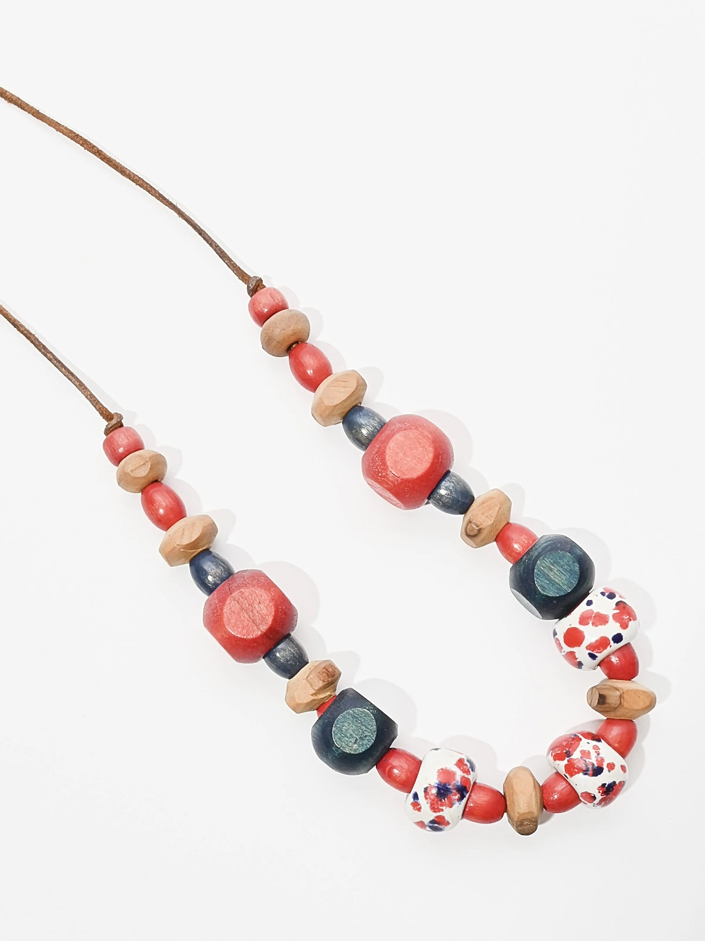 Red/White/Blue Folk Beaded Necklace