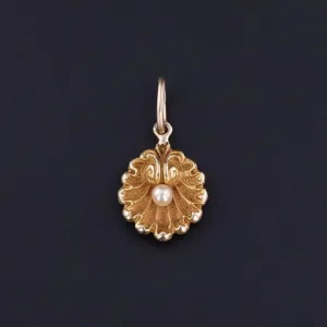 RESERVED for M. - Antique Shell Charm of 14k Gold