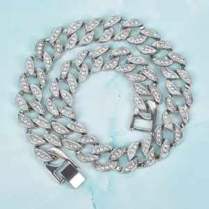 Rhinestone Crystal Miami Cuban Necklace Fashion Punk Jewelry