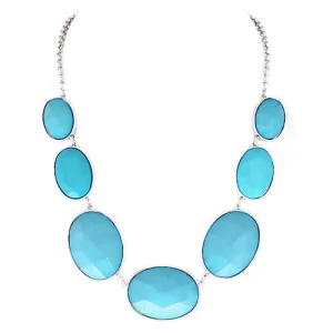 RHODIUM TURQUOISE ROUND CUT BEAD SILVER NECKLACE  #SC31640-1__RHOD-TRQ (FH12/B15)