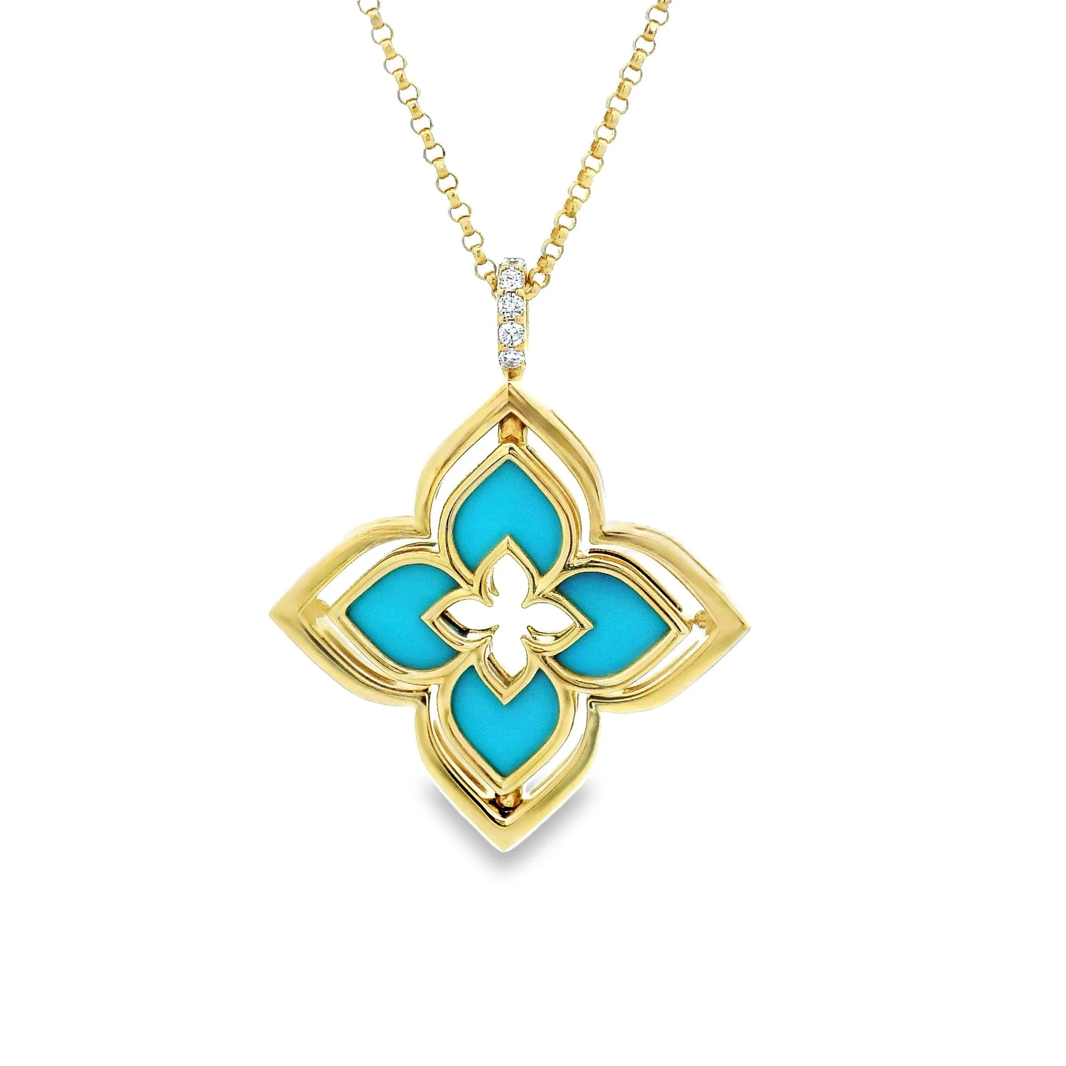 Roberto Coin 18k Yellow Gold Diamond & Turquoise Reversible Pendant