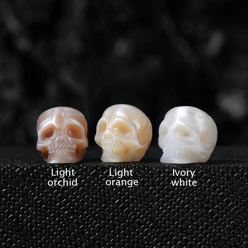 Romantic White Shell Butterfly Pearl Skull Necklace
