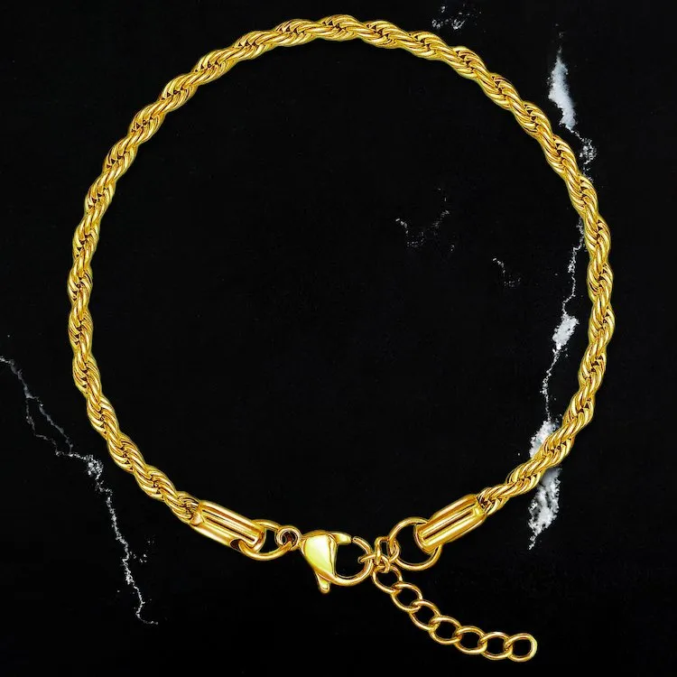 Rope Chain Bracelet (24kt Gold)