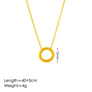 Rope Round Circle 304 Stainless Steel 18K Gold Plated Necklace