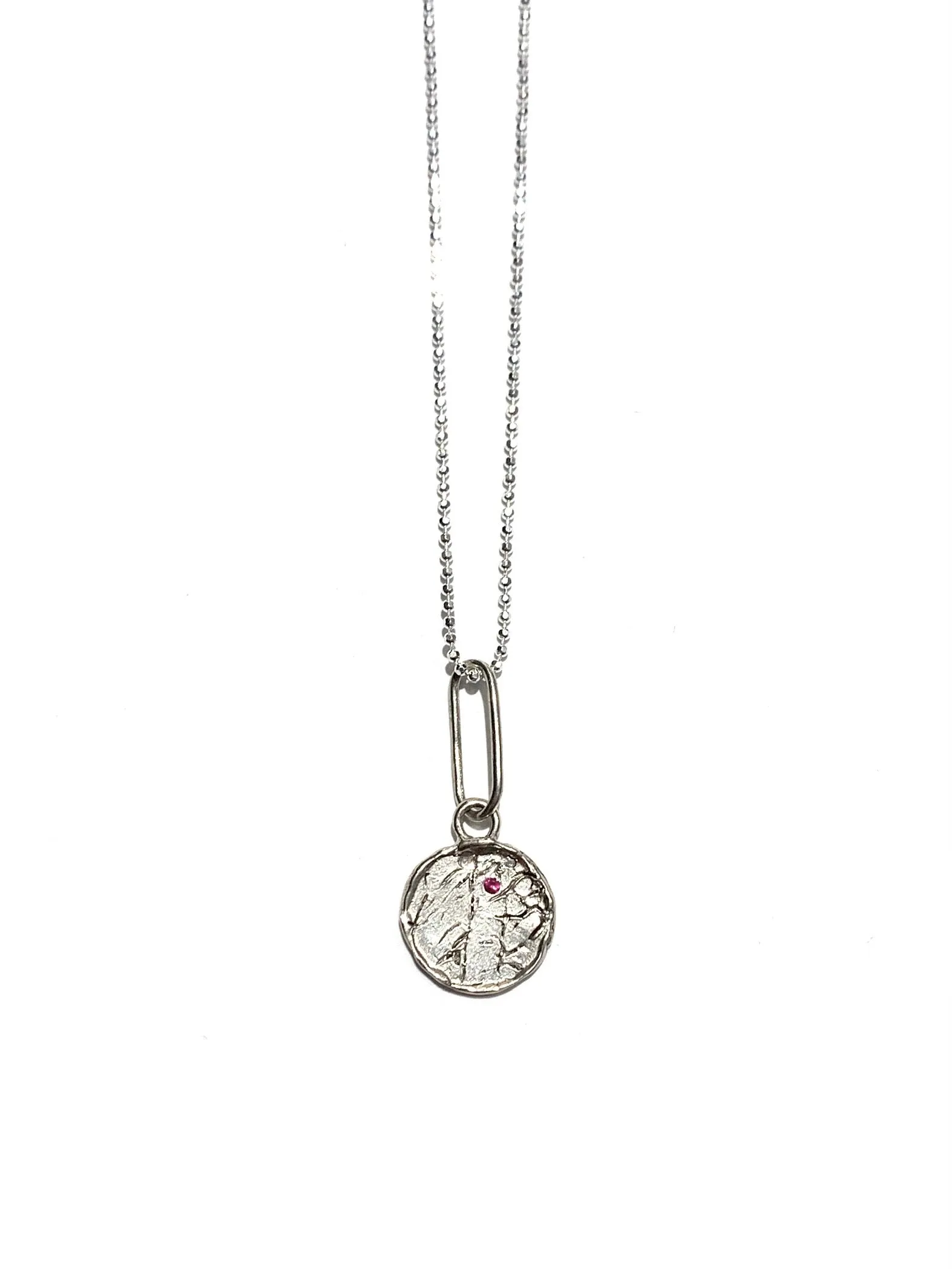 ROQUE DESIGNS- Coral Coin Amulet Necklace (different stones available)