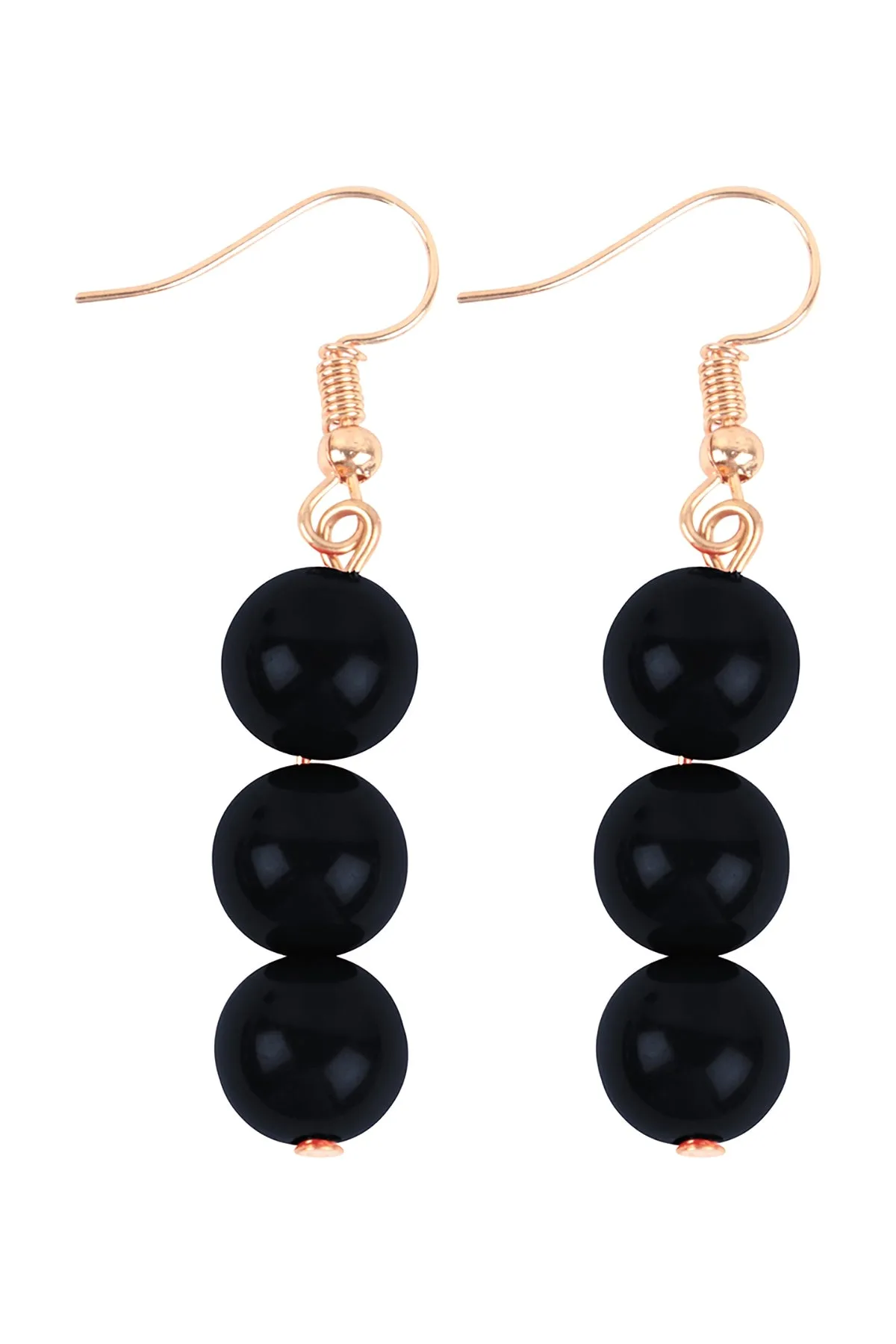 Round Bead Layered Statement Necklace and Earring Set Black - Pack of 6