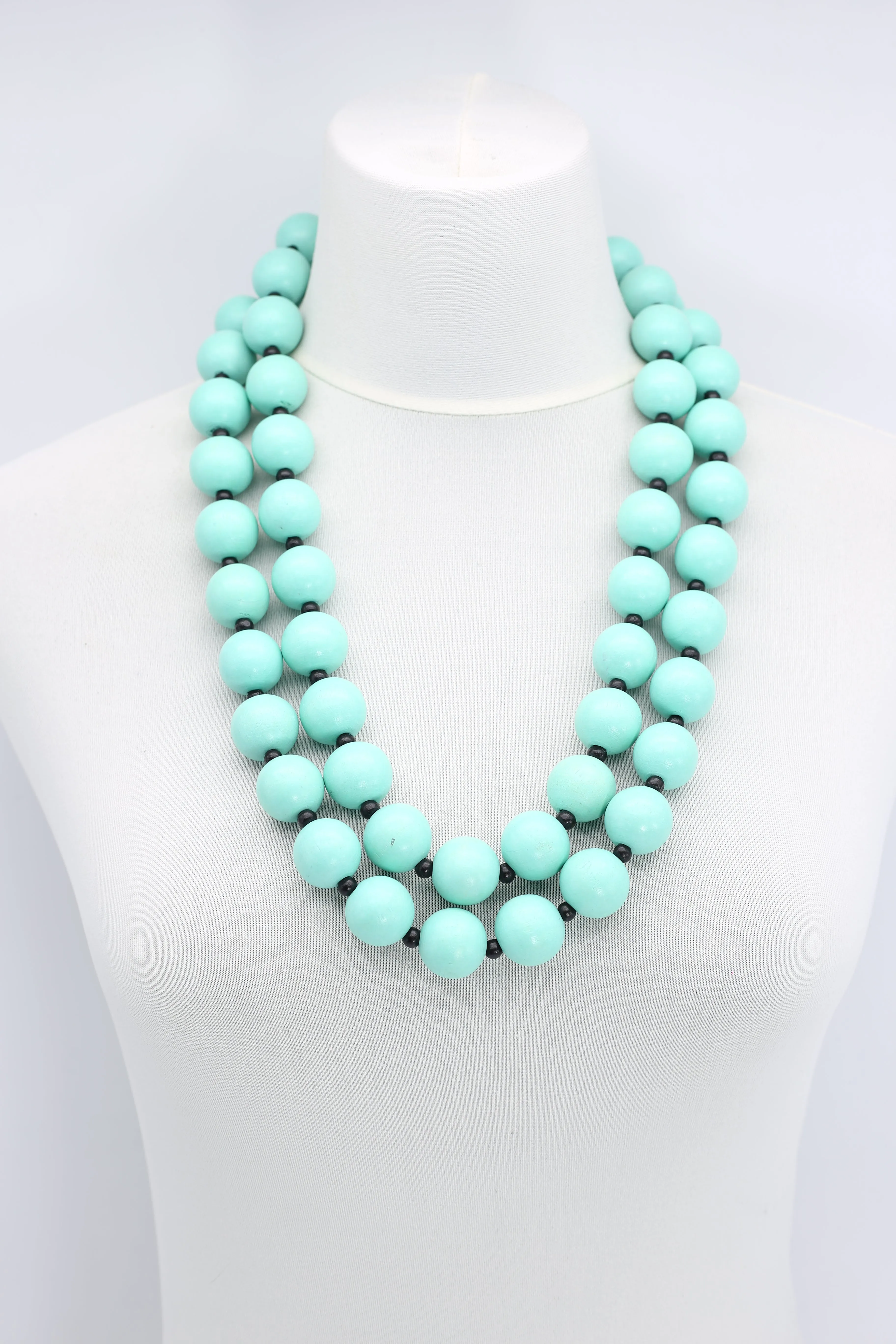 Round Beads & Beads on Leatherette Chain Necklaces Set