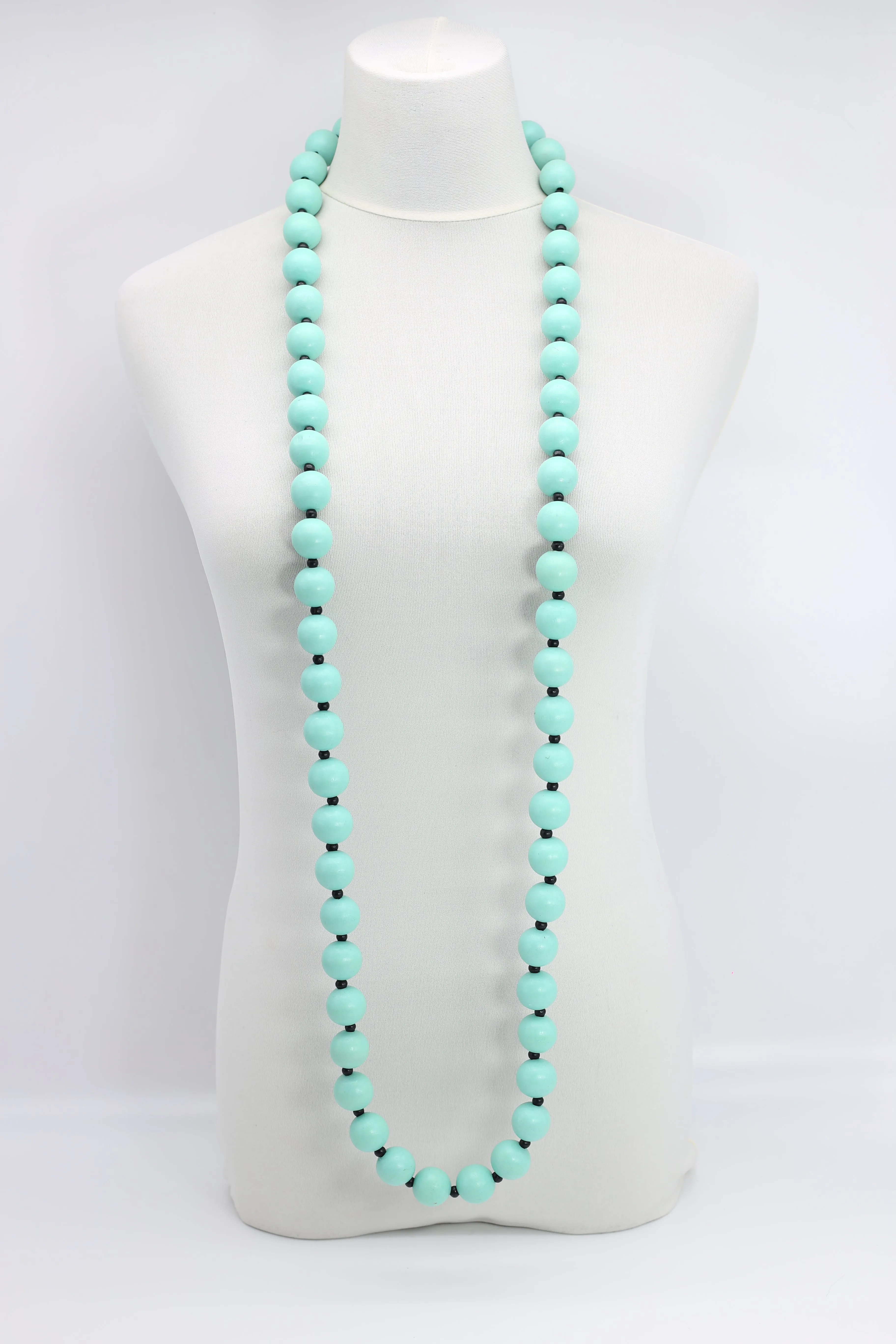 Round Beads & Beads on Leatherette Chain Necklaces Set