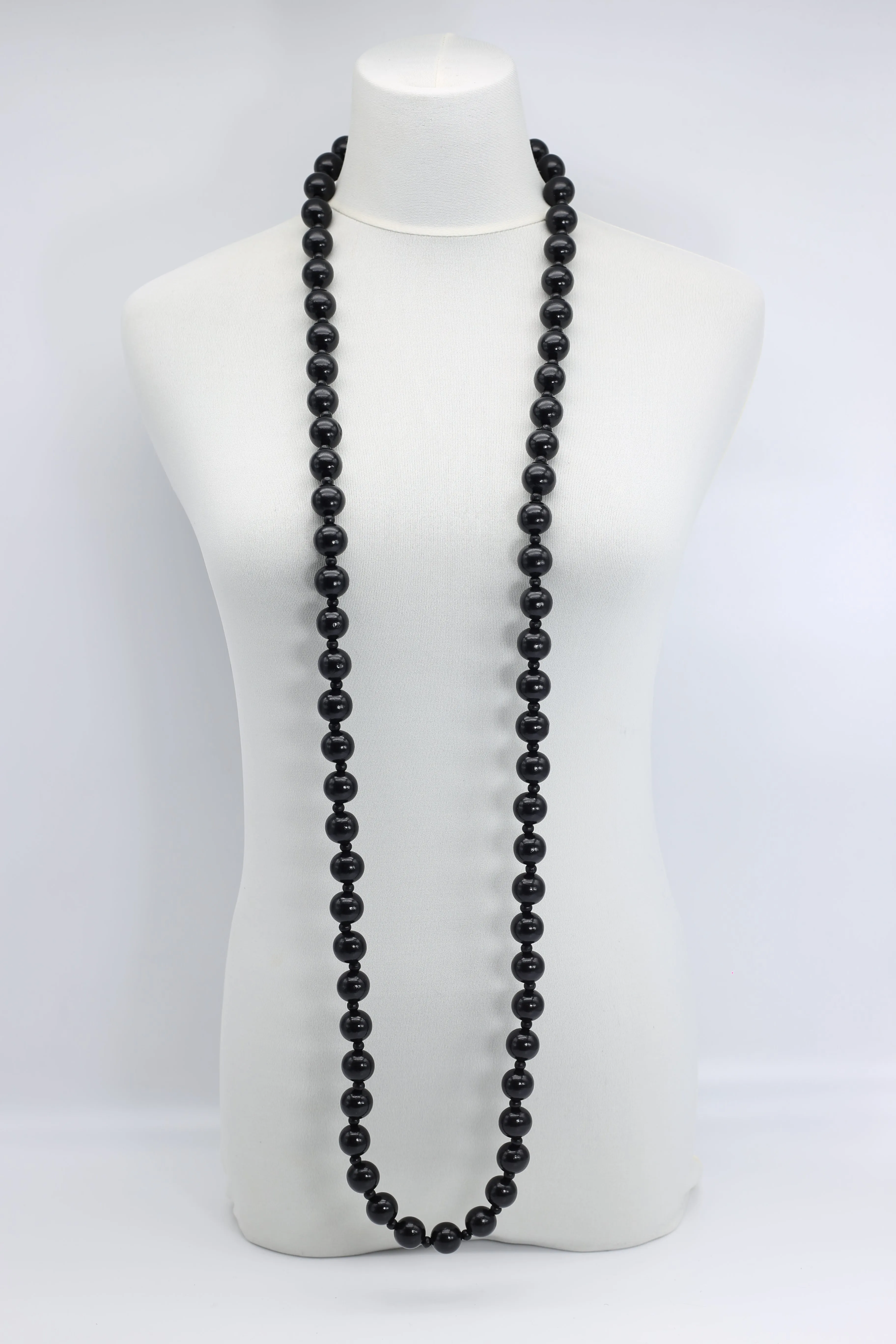 Round Beads Necklaces Set - Spring Green/Orange/Black