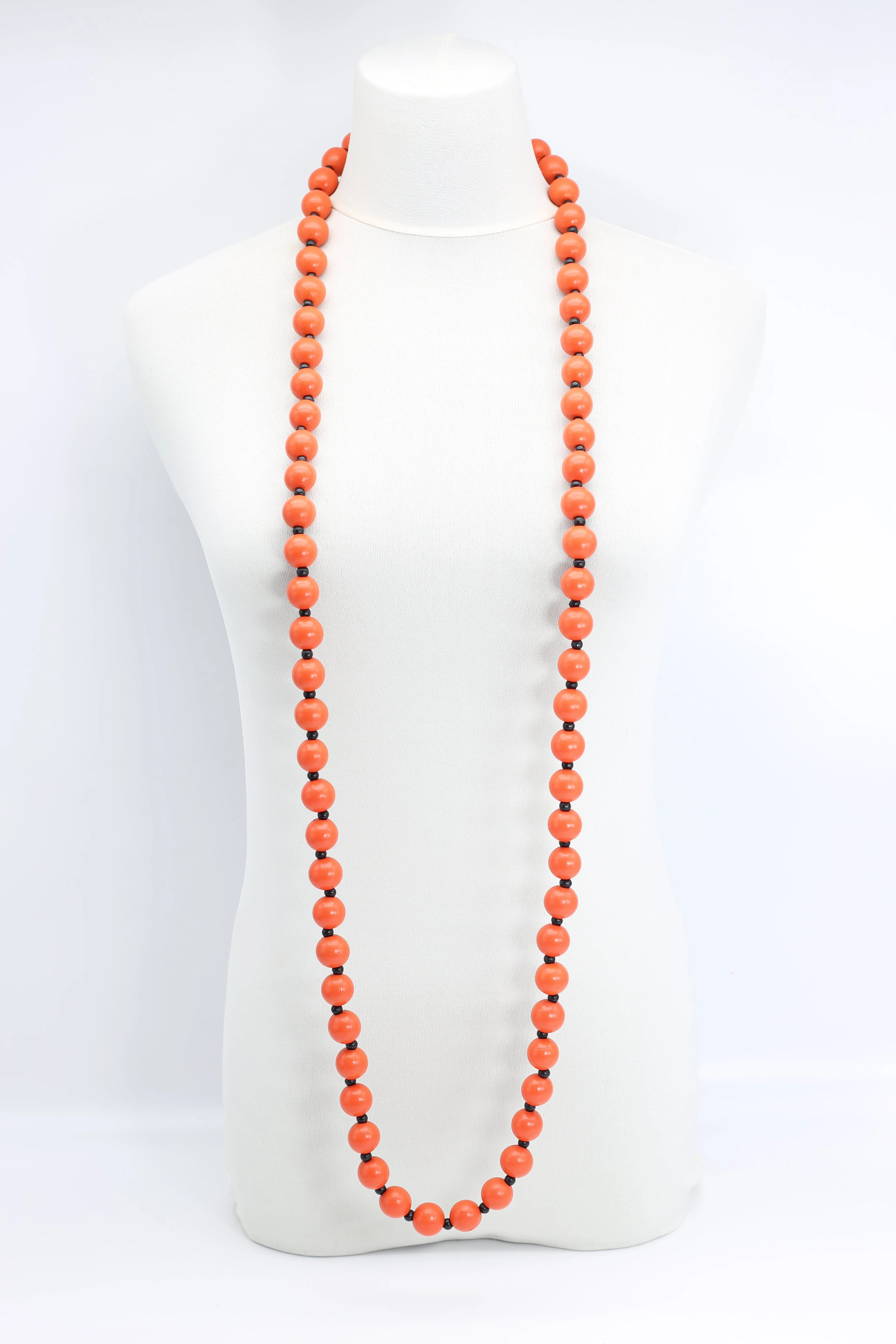 Round Beads Necklaces Set - Spring Green/Orange/Black
