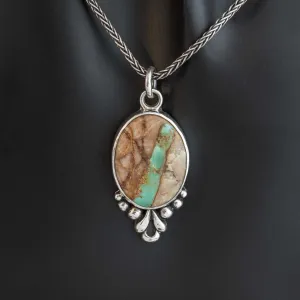 Royston Ribbon Turquoise Pendant Necklace in Sterling Silver
