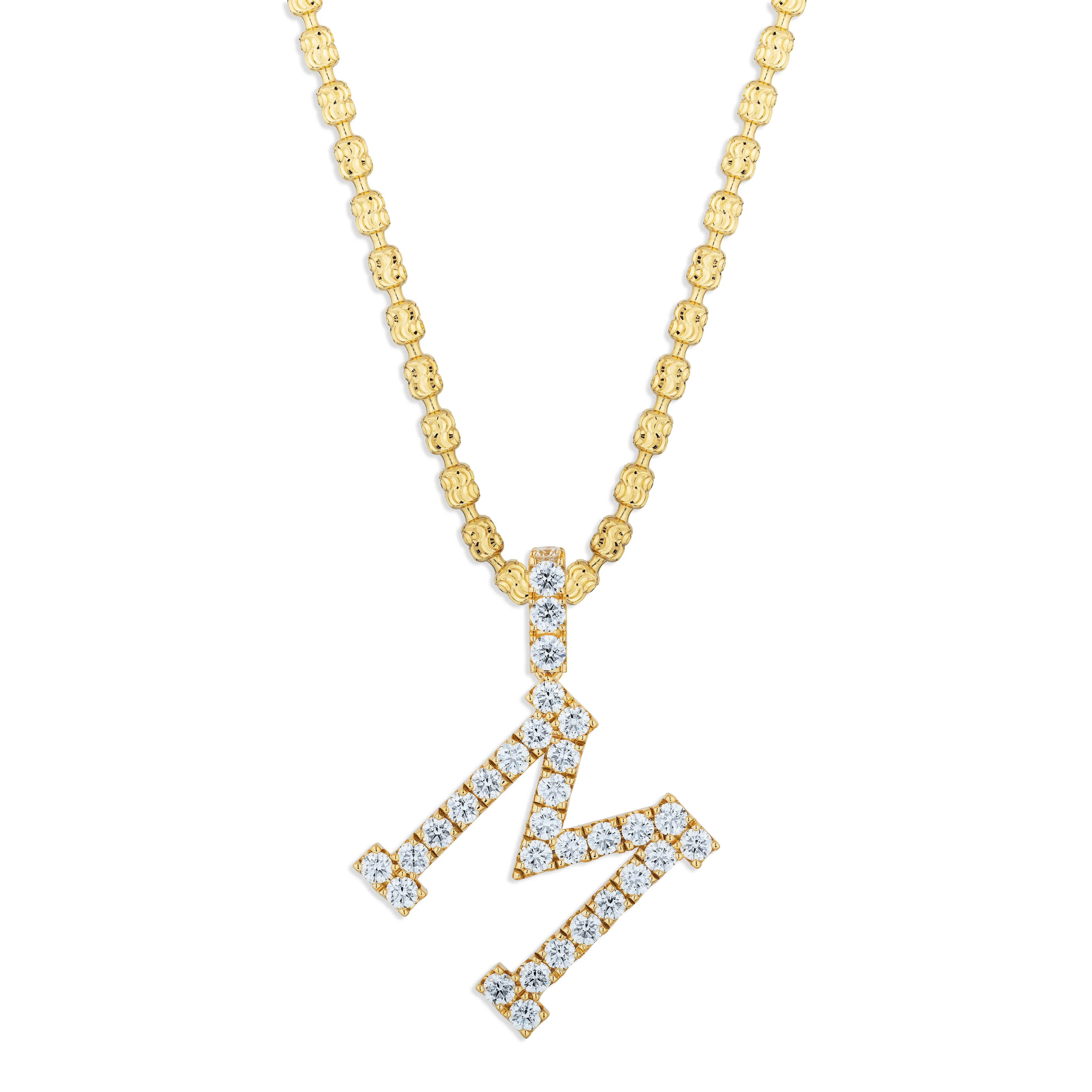 Sabel Collection Yellow Gold Diamond M Initial Pendant