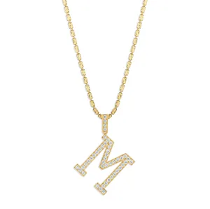 Sabel Collection Yellow Gold Diamond M Initial Pendant