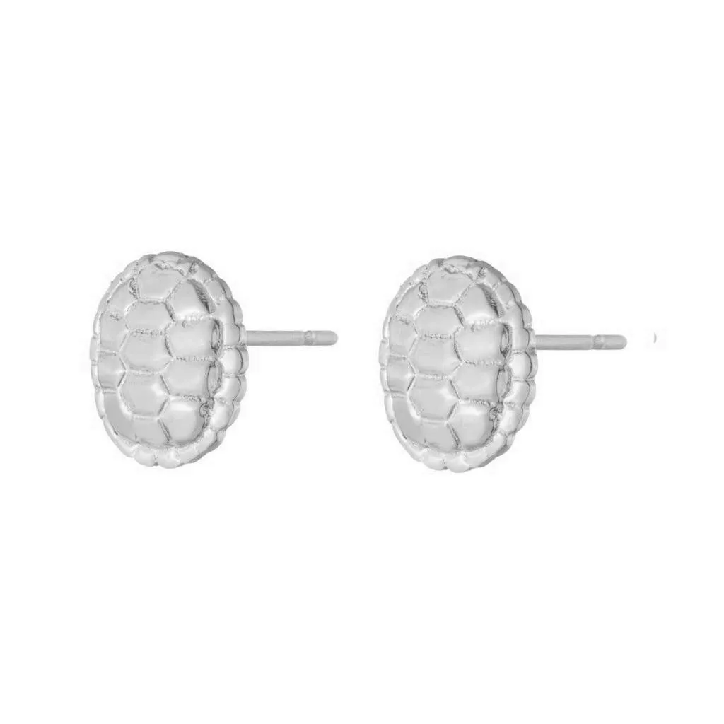 Sahel Sterling Silver Tortoise Shell Round Stud Earrings