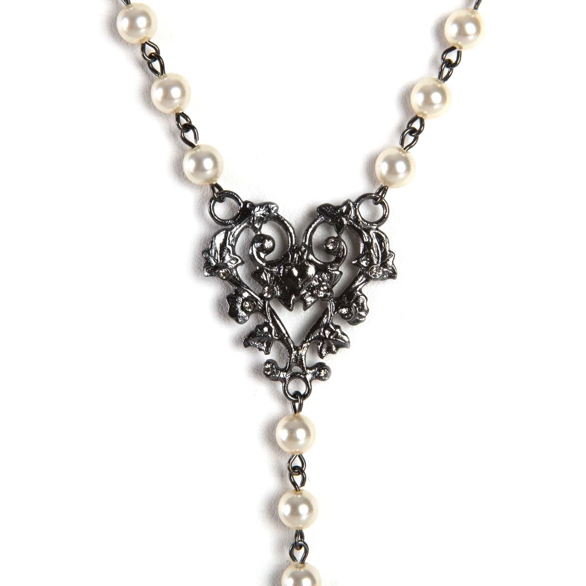 Saint Cross Vine Rosary Necklace - Cream   Necklace Extender