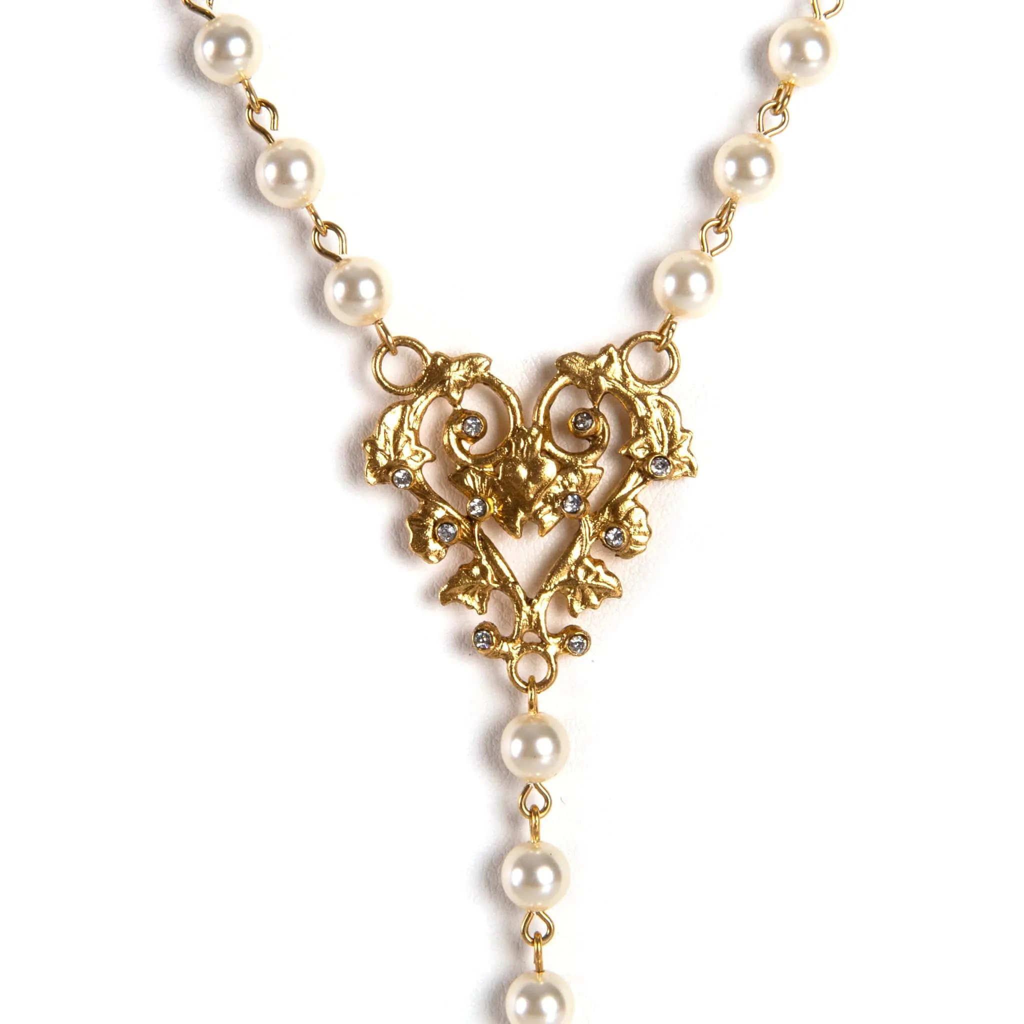 Saint Cross Vine Rosary Necklace - Cream   Necklace Extender
