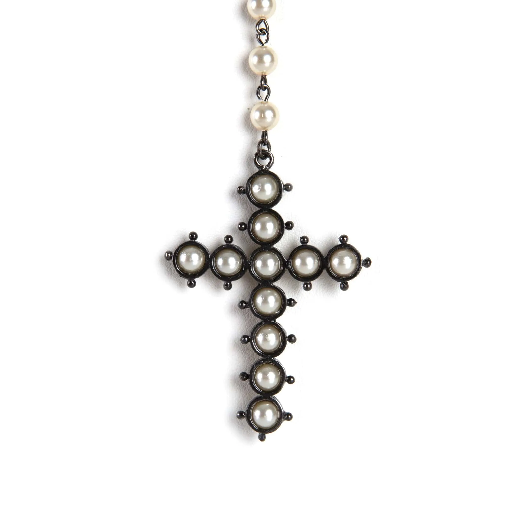 Saint Cross Vine Rosary Necklace - Cream   Necklace Extender