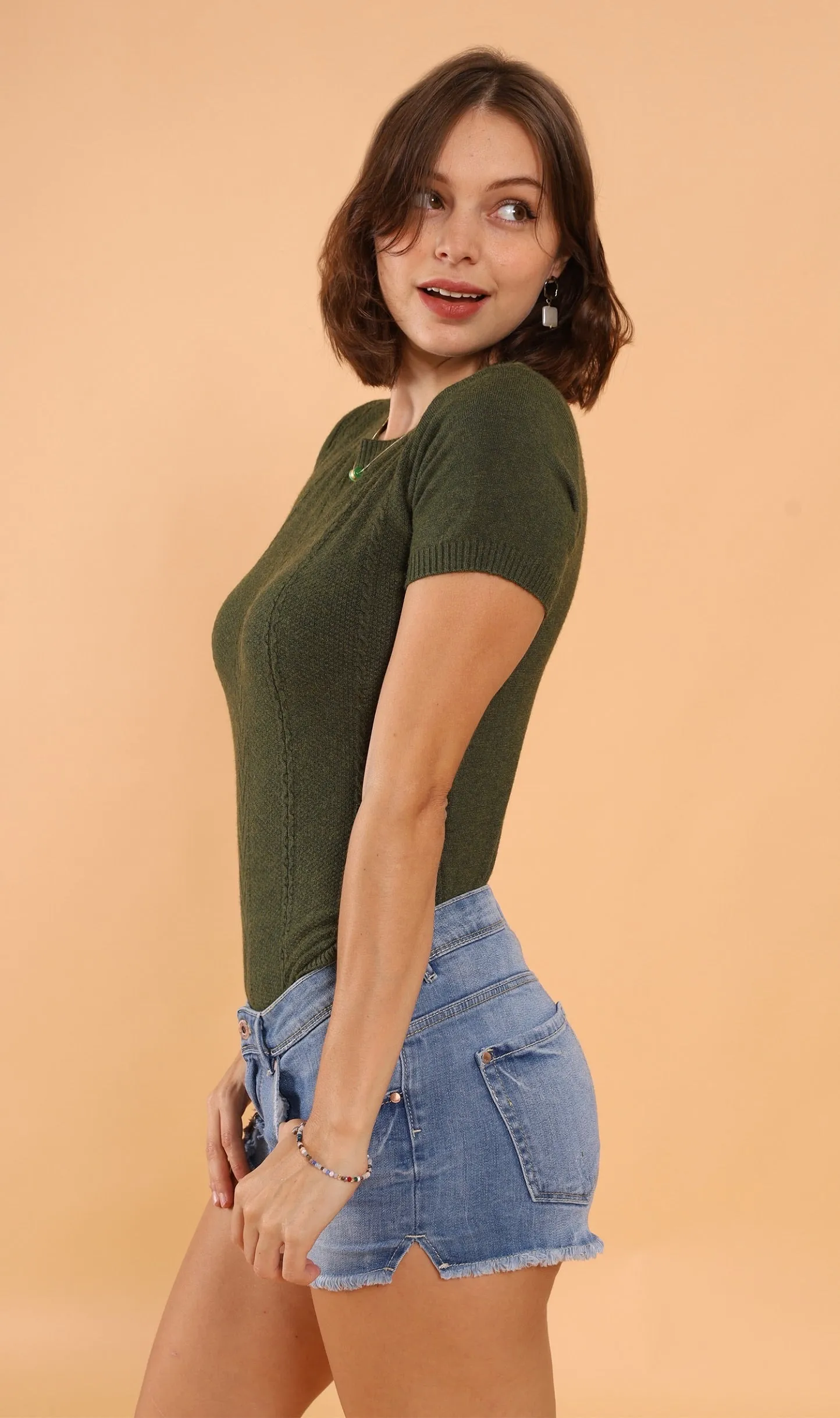 SAM Crew-Neck Knit Top (Deep Moss)
