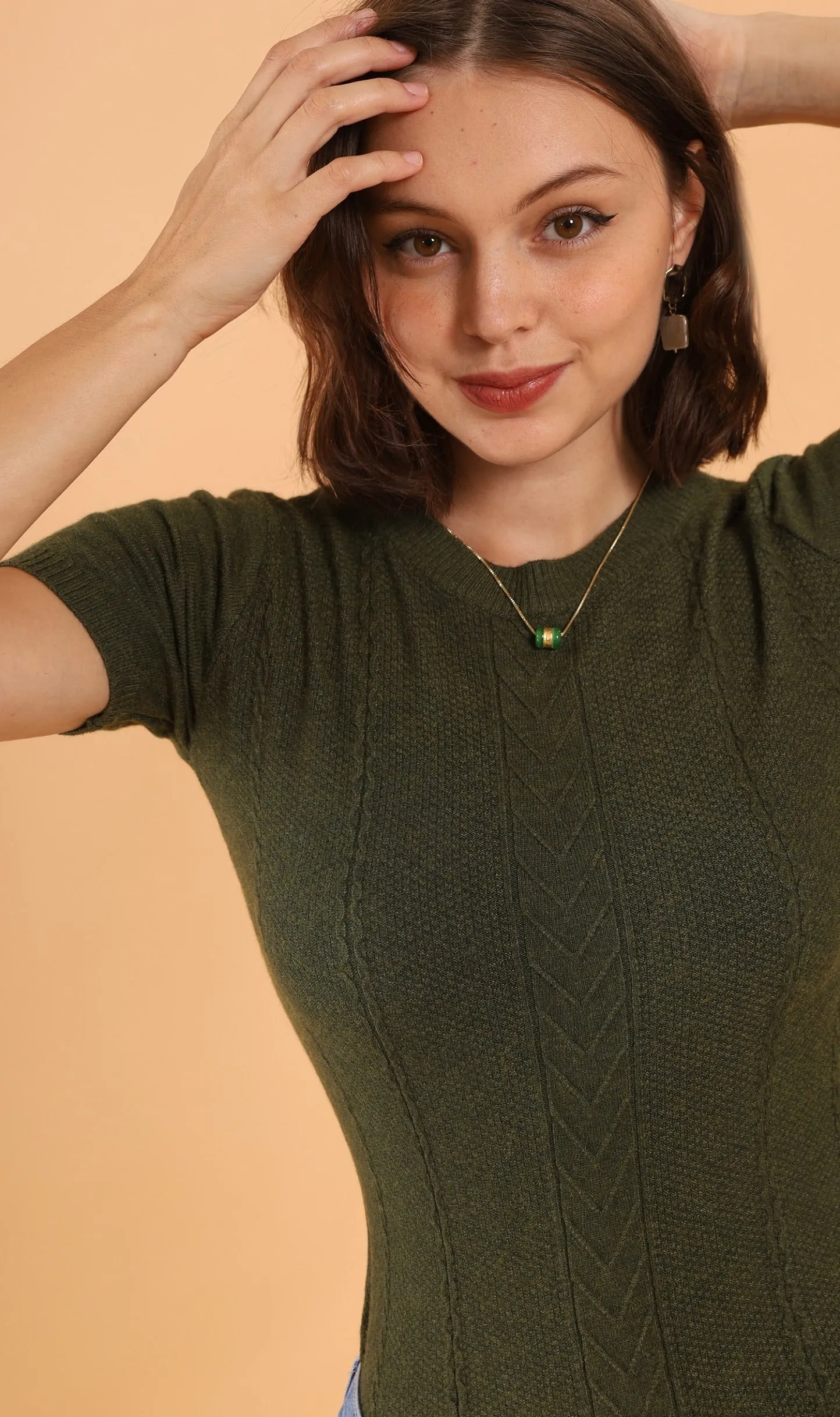 SAM Crew-Neck Knit Top (Deep Moss)