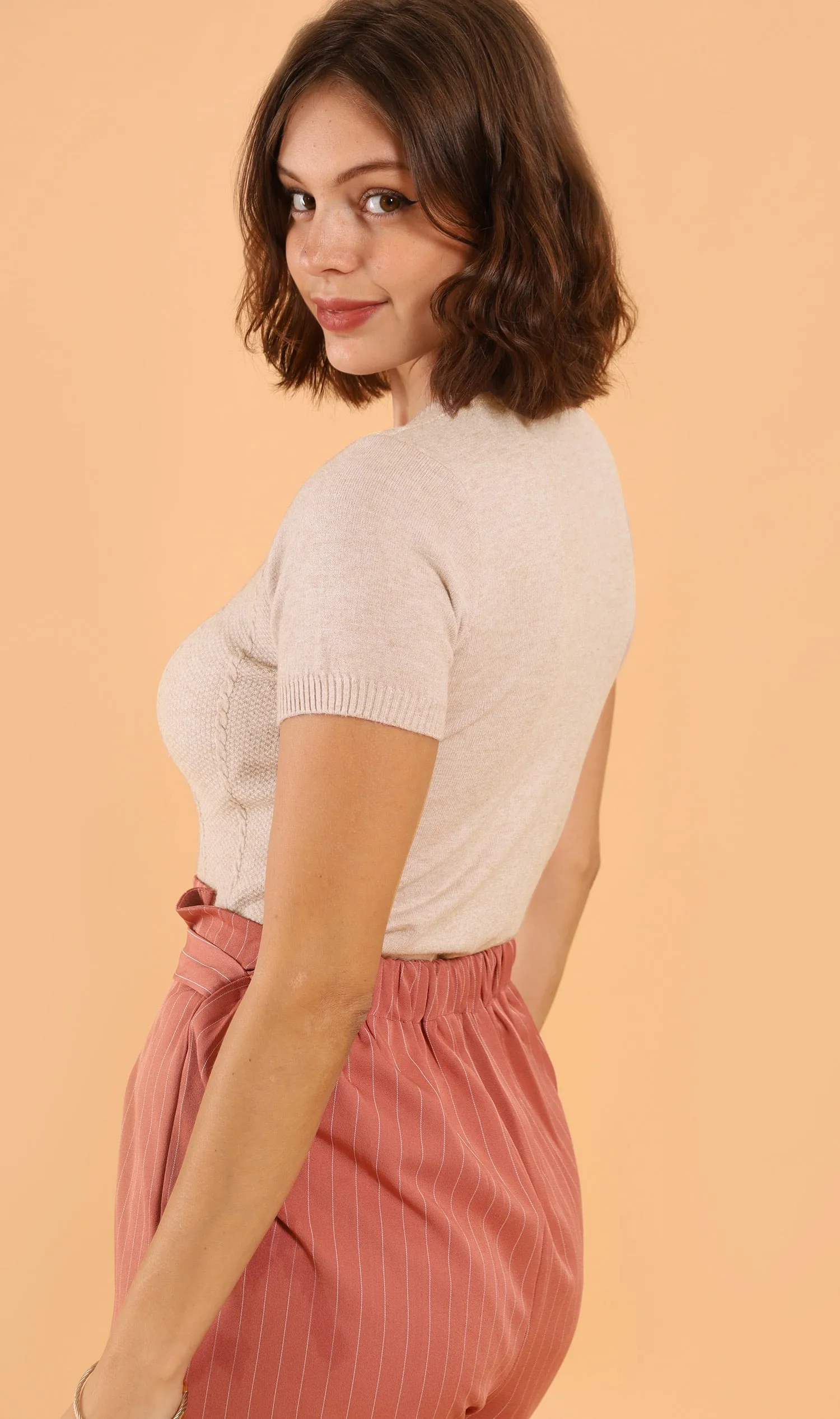 SAM Crew-Neck Knit Top (Oatmeal)