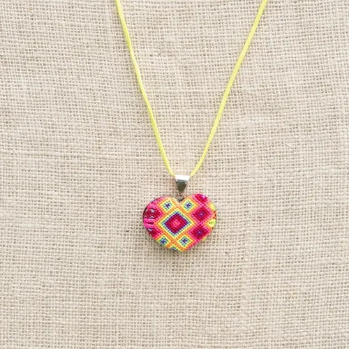 San Andres Heart Textile Necklace.