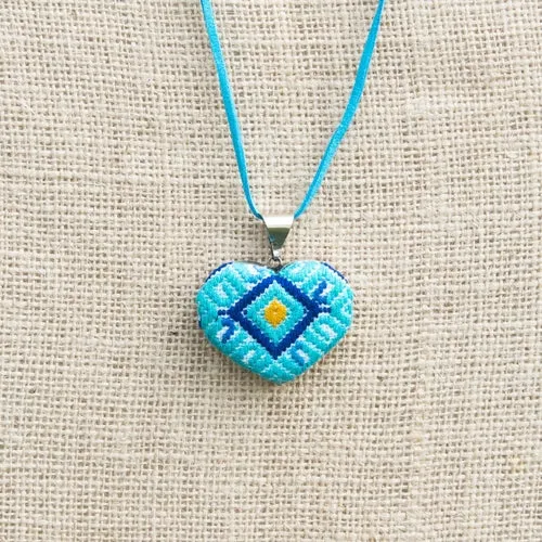 San Andres Heart Textile Necklace.