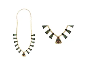 Santo Domingo (Kewa) Multi-Stone Heishi Necklace with Thunderbird Pendant c. 1930s, 30" length (J15050)