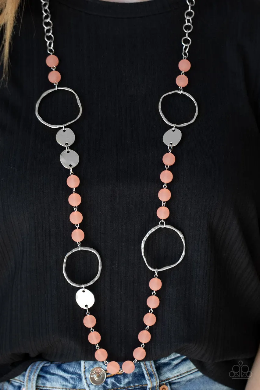 Sea Glass Wanderer Orange Paparazzi Necklace