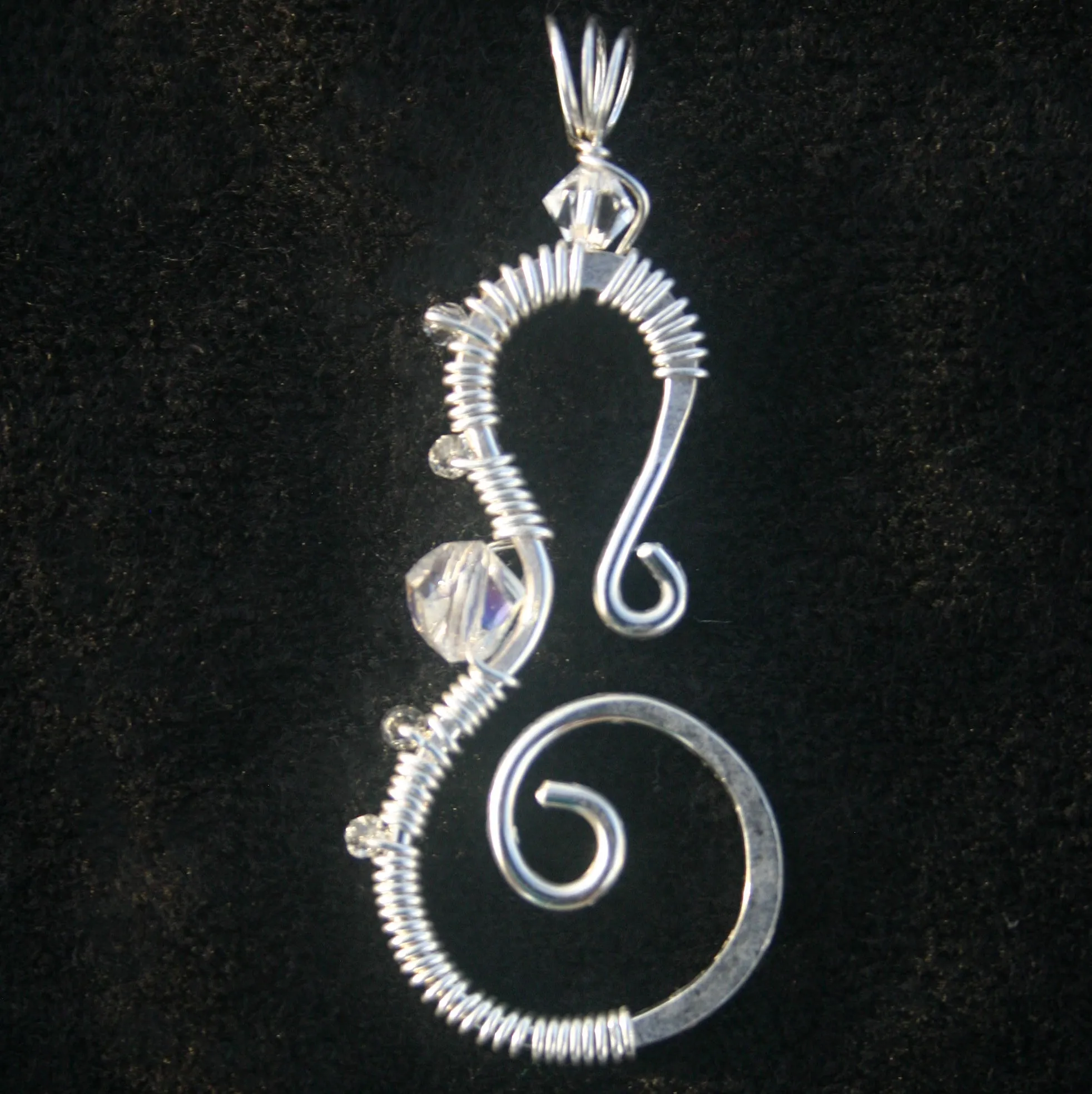 Seahorse - Sterling & Crystals (Medium)