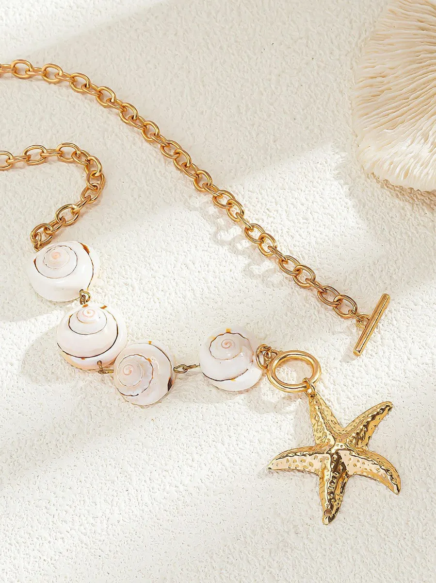 Seashell & Starfish Pendant Necklace