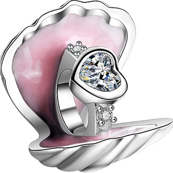 Seashell Clam with Ring Bead Charm
