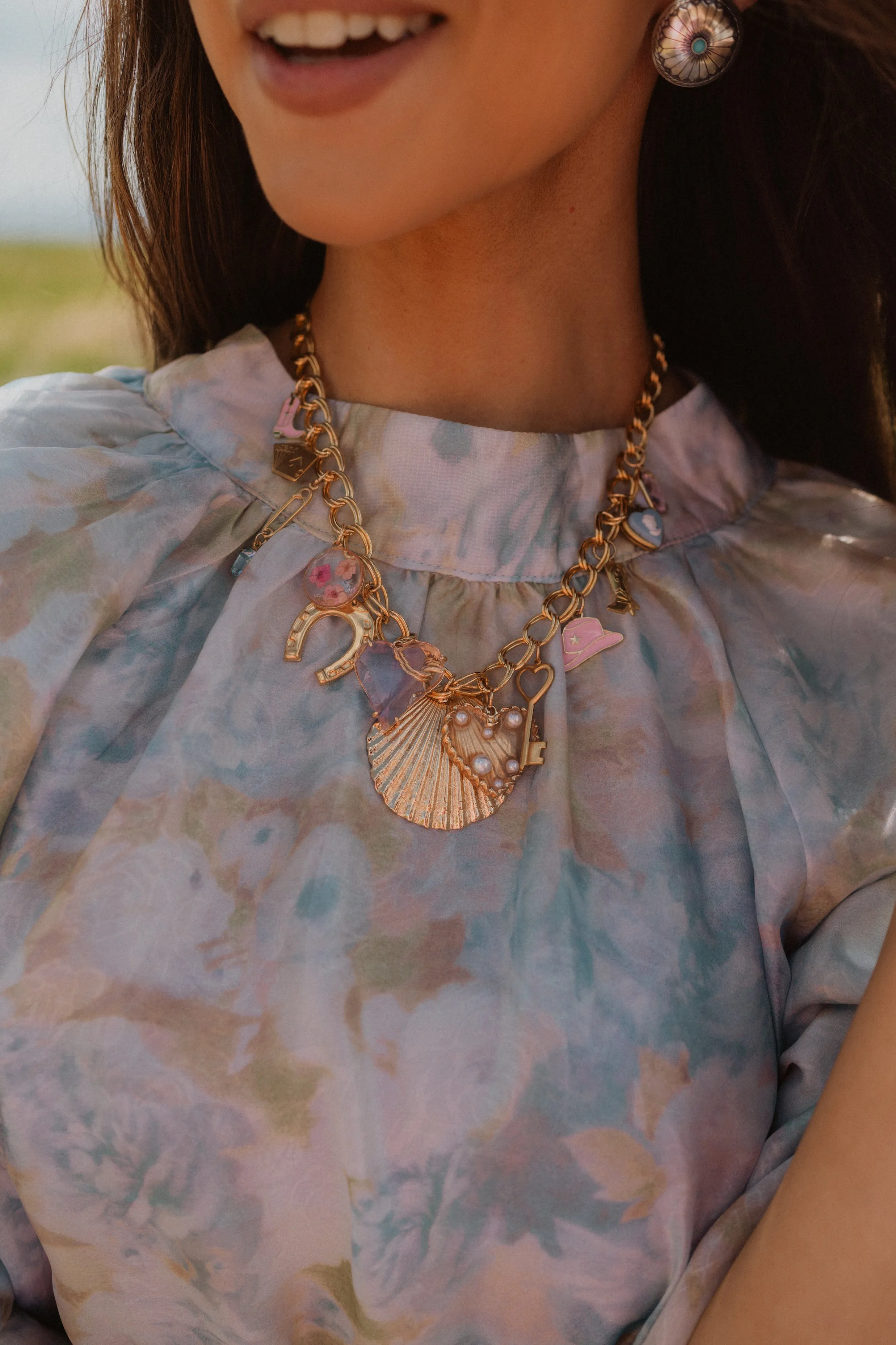 Seashell Cowgirl Charm Necklace