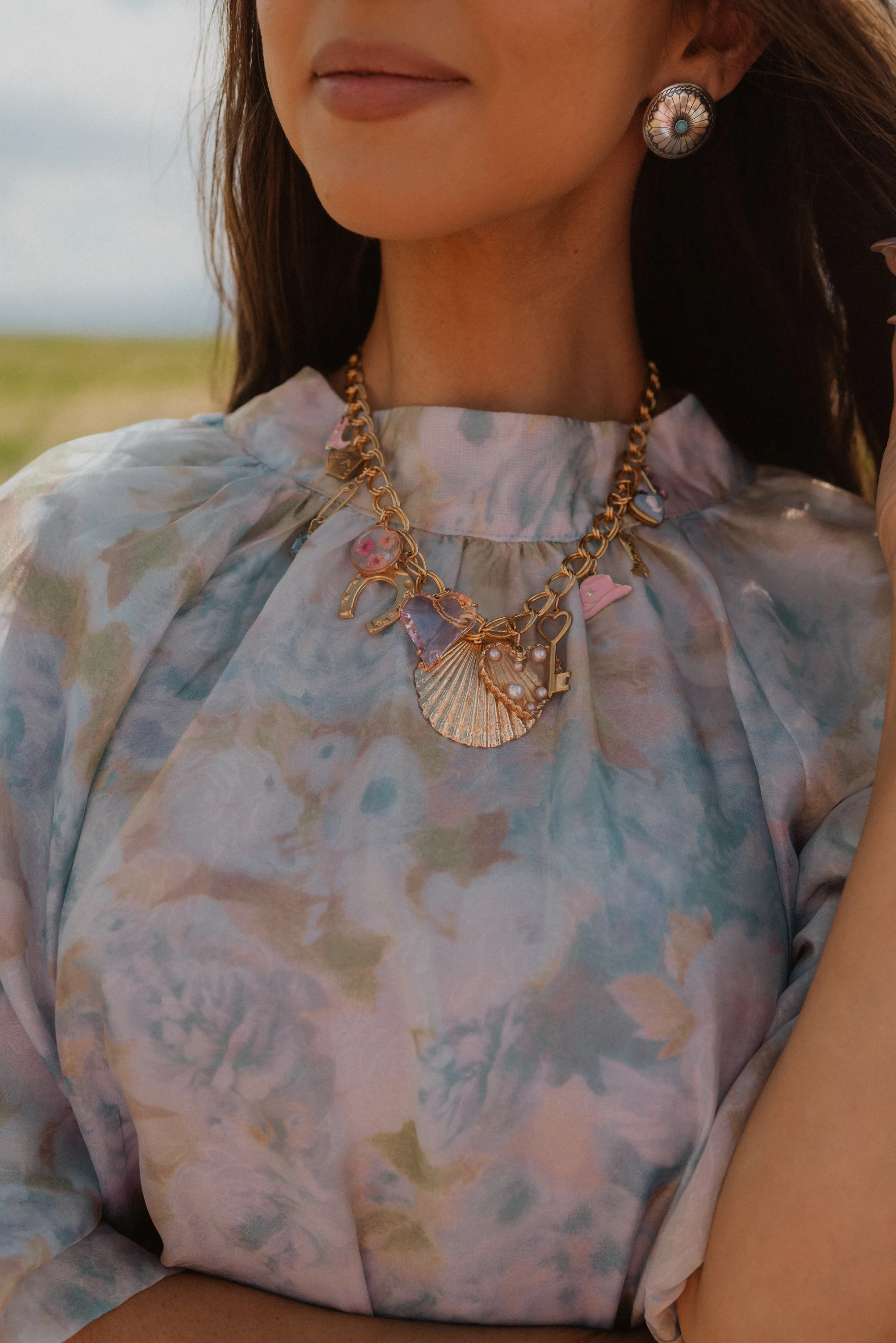 Seashell Cowgirl Charm Necklace