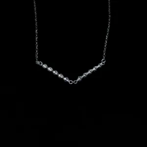 Seashell Necklace - Large Split Shells Bar - Silver