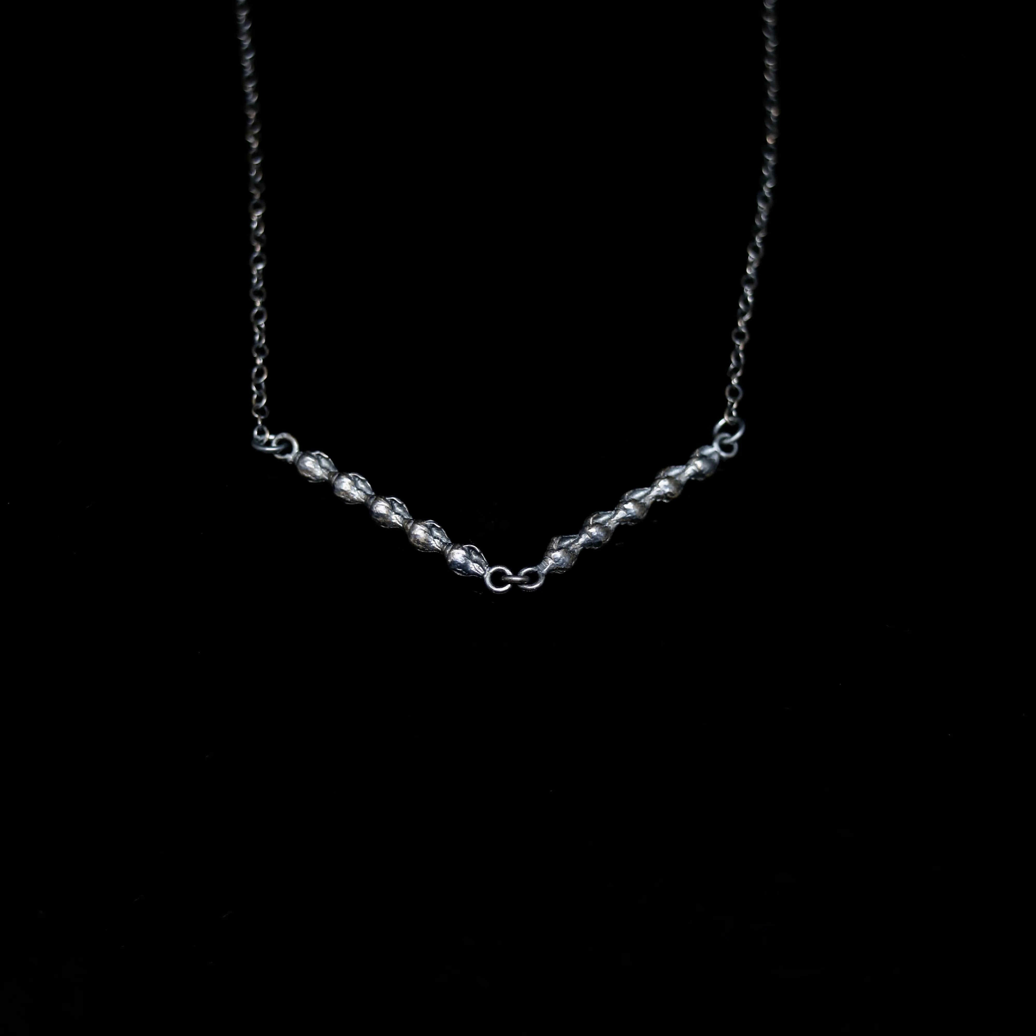 Seashell Necklace - Large Split Shells Bar - Silver