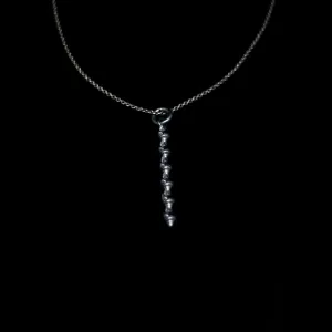 Seashell Necklace - Medium Single Column of Shells - Silver