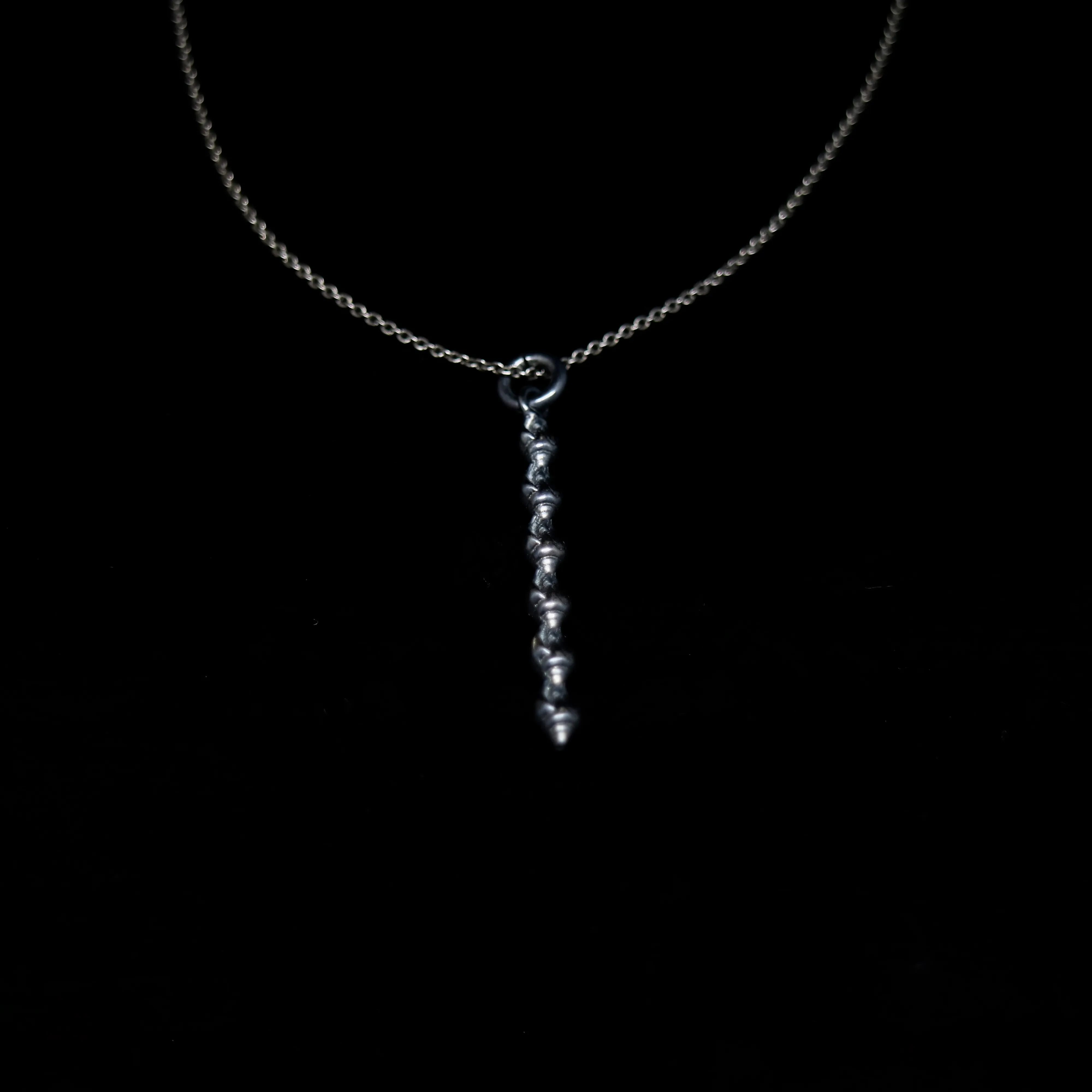 Seashell Necklace - Medium Single Column of Shells - Silver